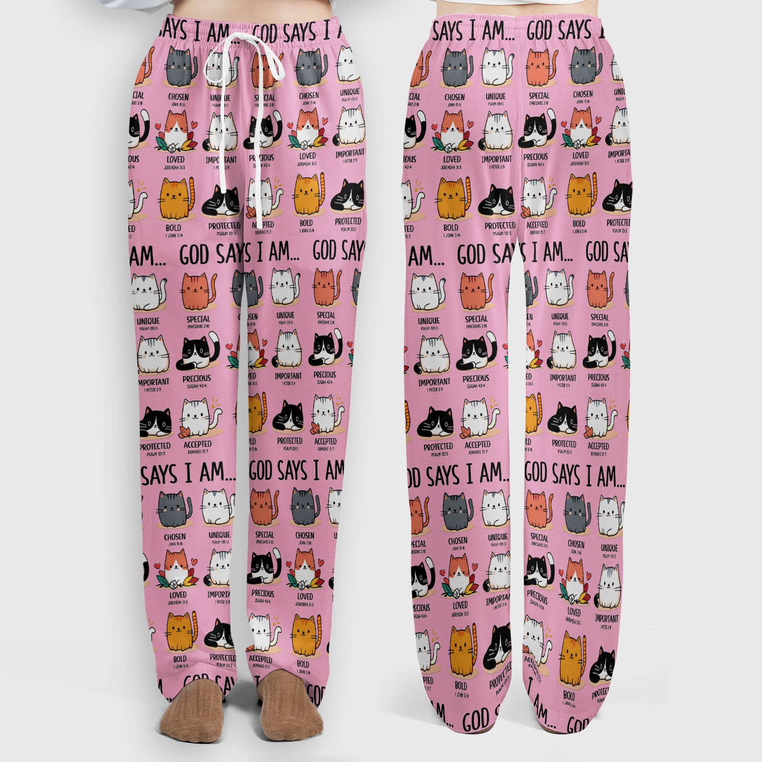 Cute Christian Cat God Says I Am Women's Scrub Set, Breathable Med Uniform
