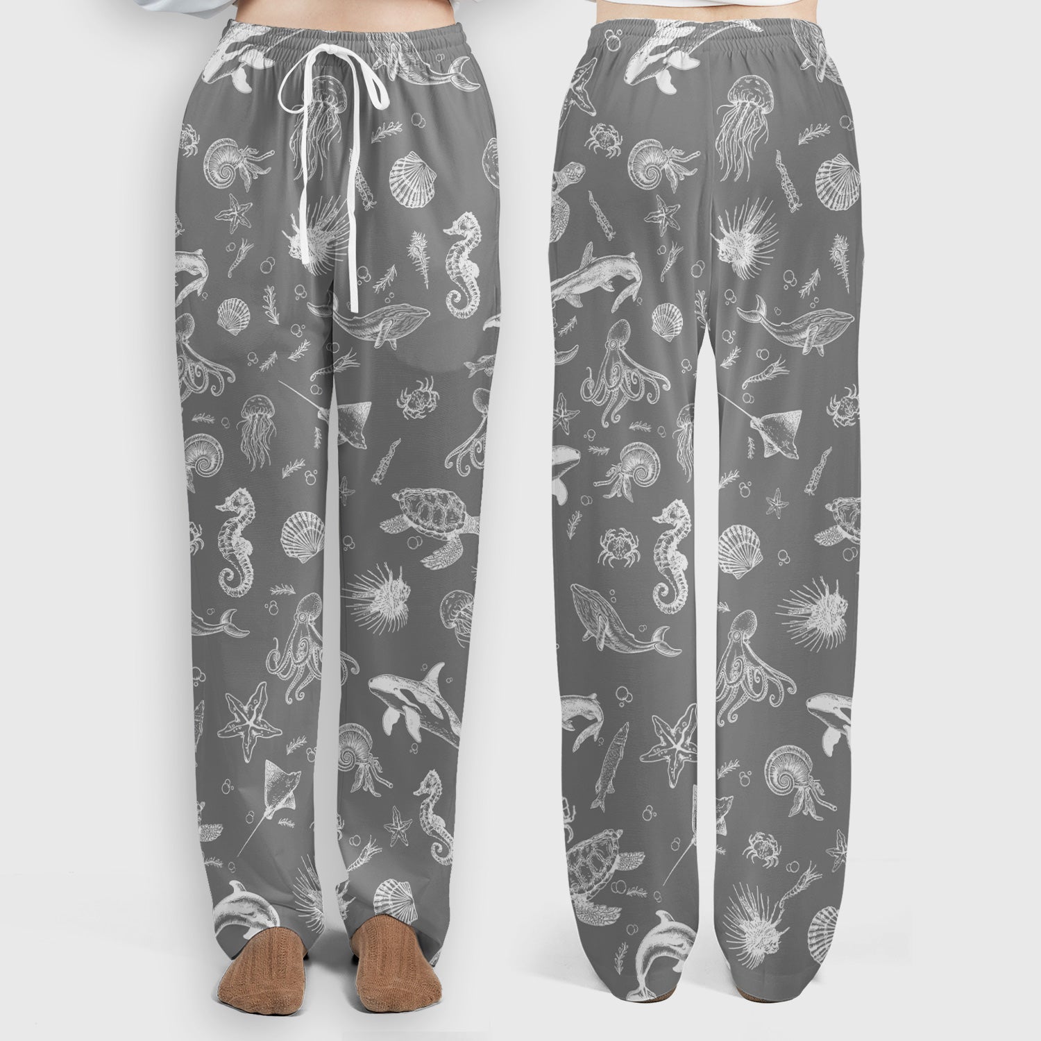 Marine Sea Life Pattern Scrub Set, Women's Scrub Sets