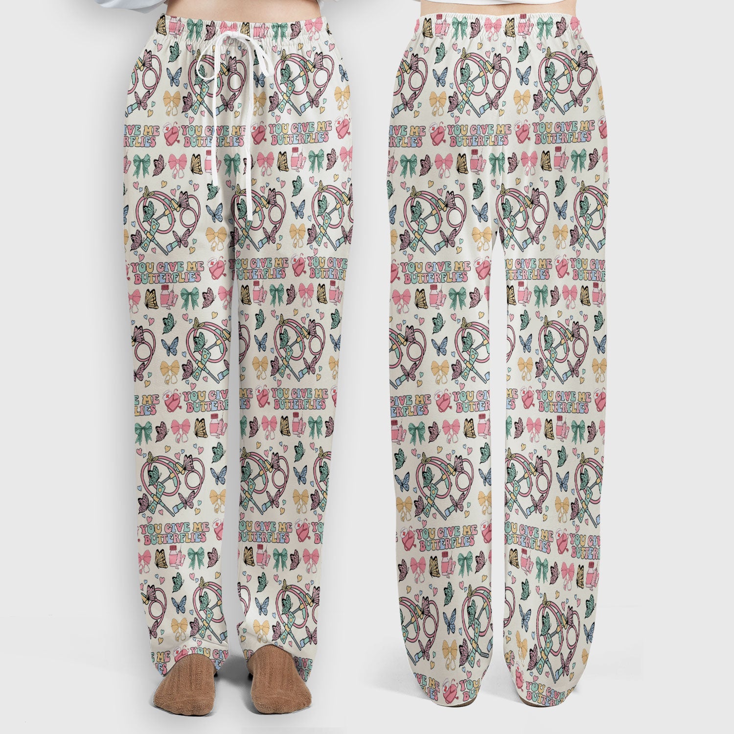 Butterfly Heart Valentine Medical Pattern Scrub, Women's Scrub Sets