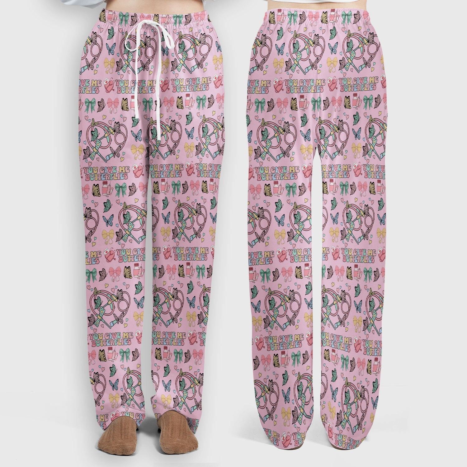 Butterfly Heart Valentine Medical Pattern Scrub, Women's Scrub Sets