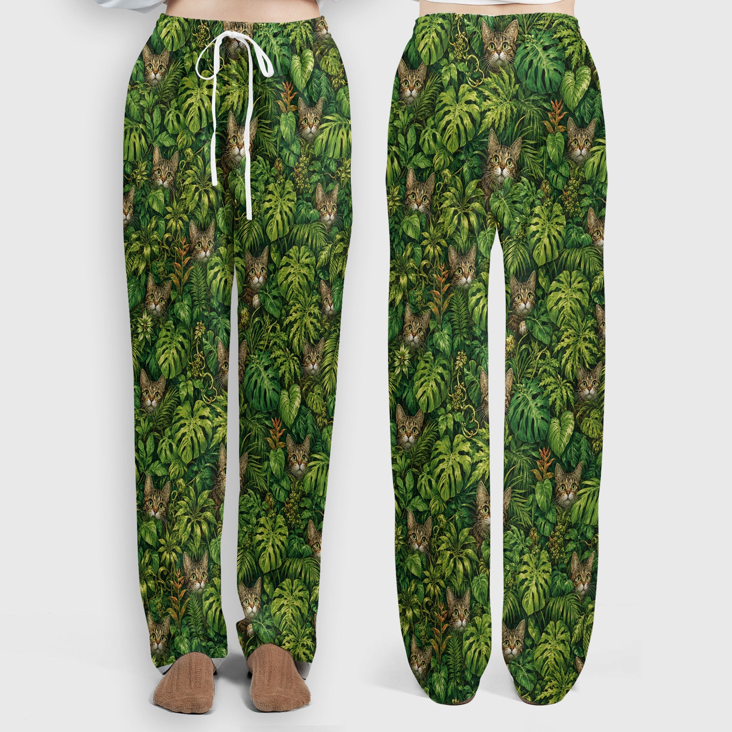Hidden Jungle Cat Veterinary Nurse Pattern Scrub Set, Scrub Pants and V Neck Top