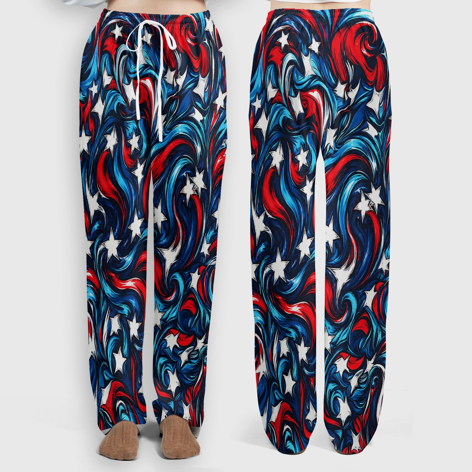 American Flag Heart Pattern Scrub Set, Scrub Pants and V Neck Top