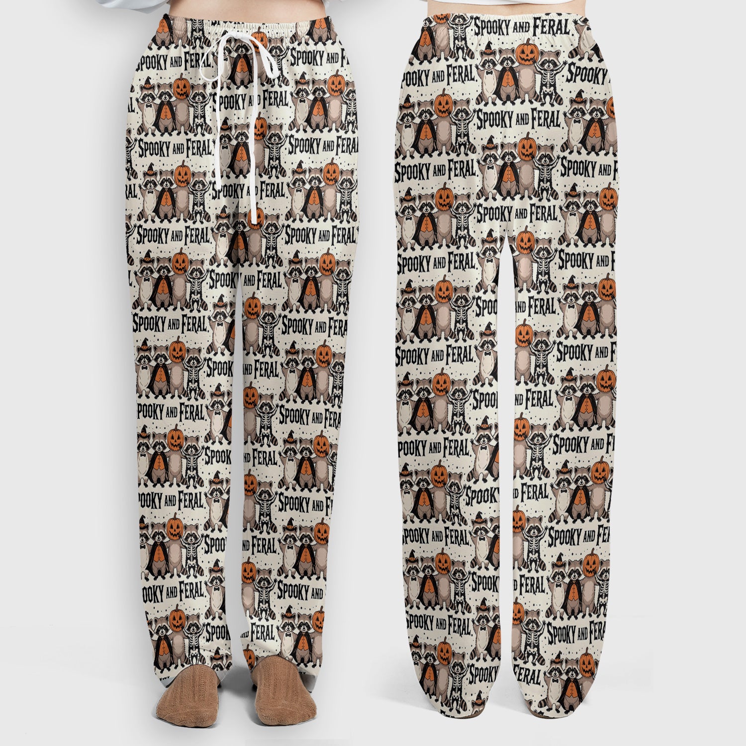 Spooky and Feral Raccoon Print Scrub Set, Scrub Pants and V Neck Top