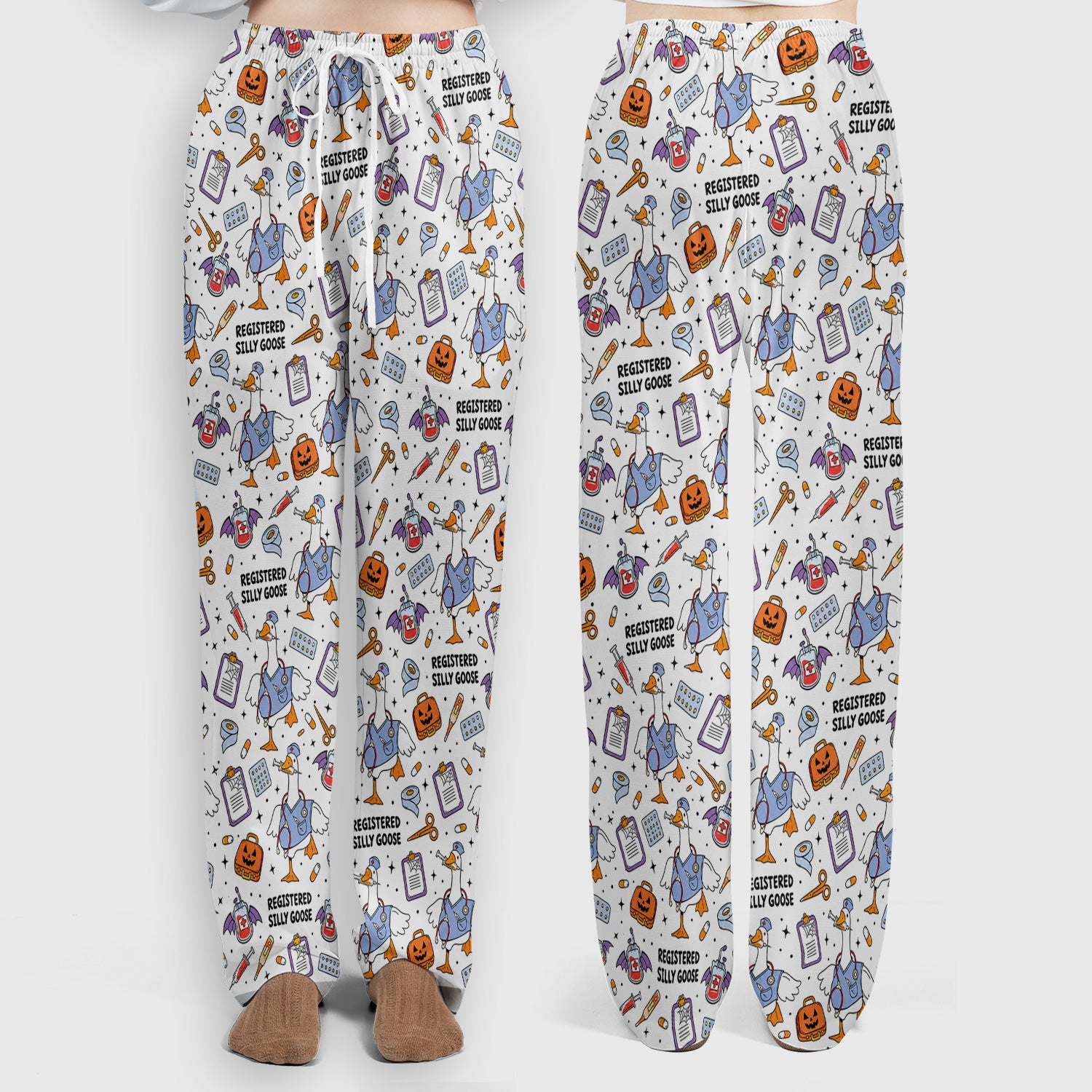Funny Halloween Registered Silly Goose Scrub Set, Scrub Pants and V Neck Top