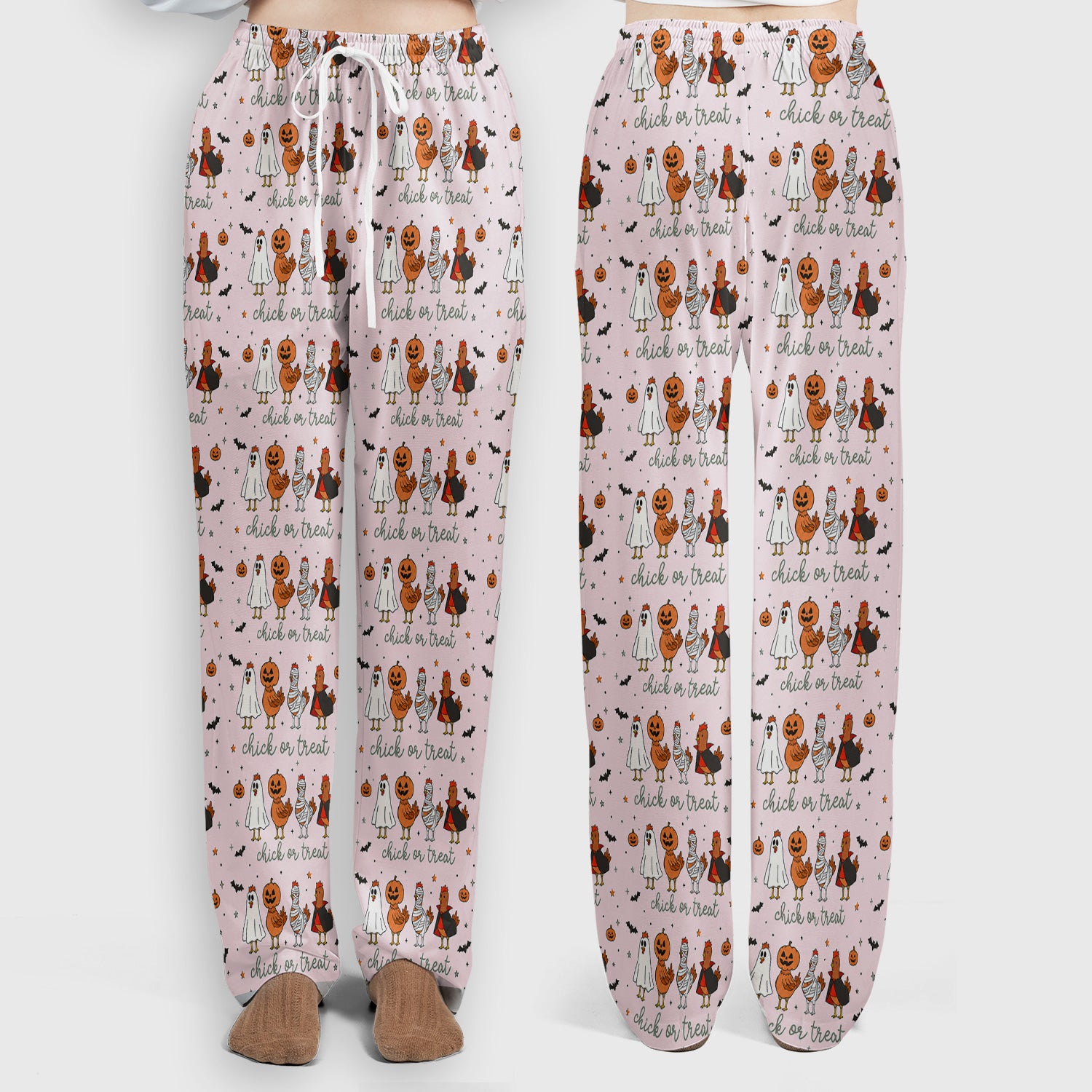 Funny Chick Or Treat Season Scrub Set, Scrub Pants and V Neck Top