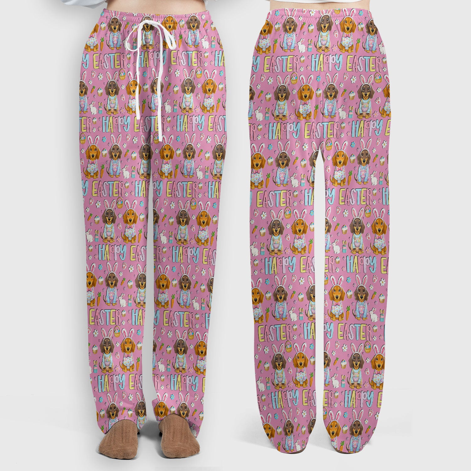 Happy Easter Dachshund Puppy Pattern Scrub Set, Breathable Med Uniform