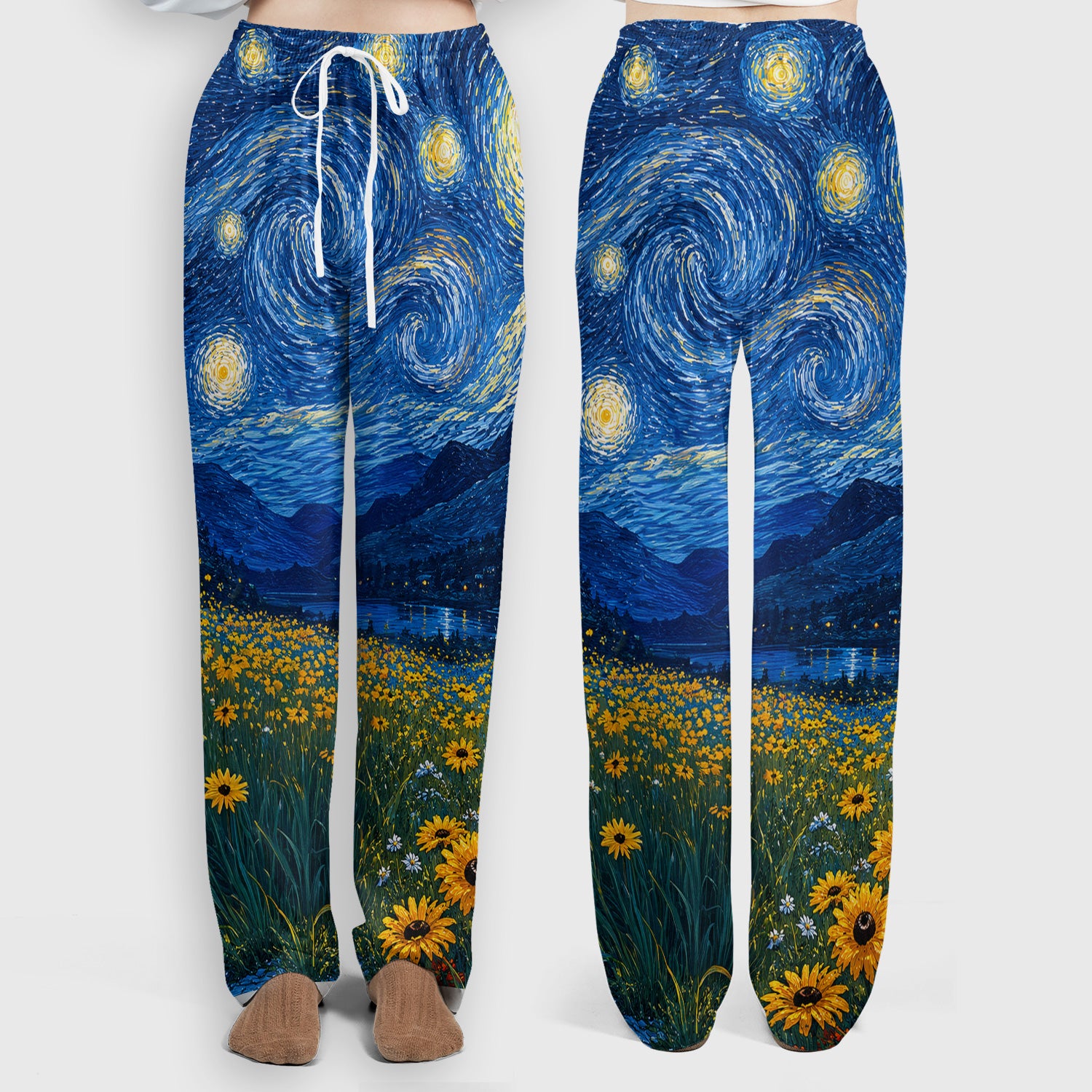 Starry Cat Night Veterinary Nurse Pattern Scrub Set, Scrub Pants and V Neck Top