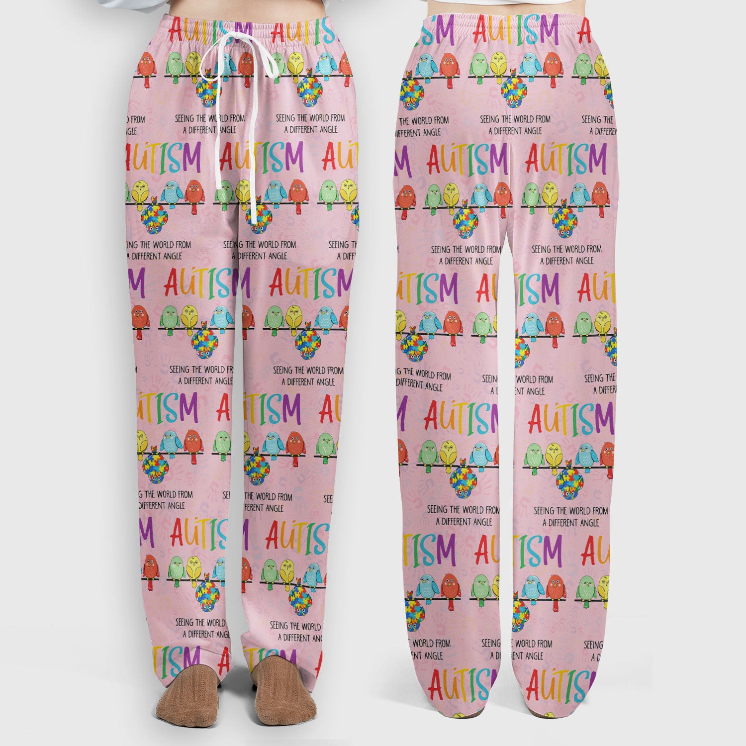 Autism Seeing The World From A Different Angle Birds Scrub Set, Breathable Med Uniform