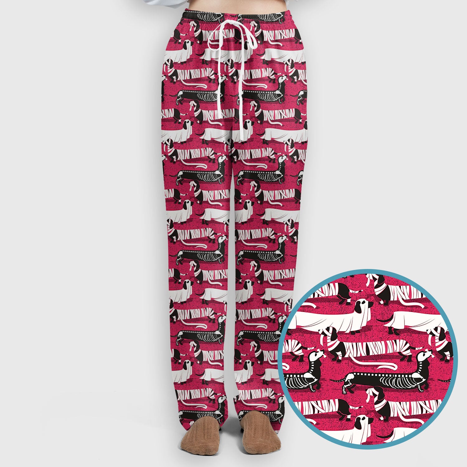 Halloween Scrub Set for Women - Spooky Skeleton Med Uniform - Dachshund Nursing Pants - Ugly Sweater for Wiener Dog Lover
