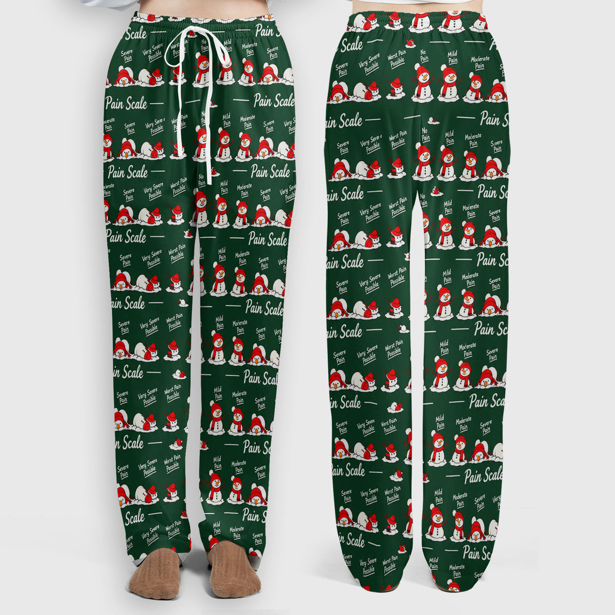 Funny Christmas Snowman Pain Scale Scrub Set, Scrub Pants and V Neck Top