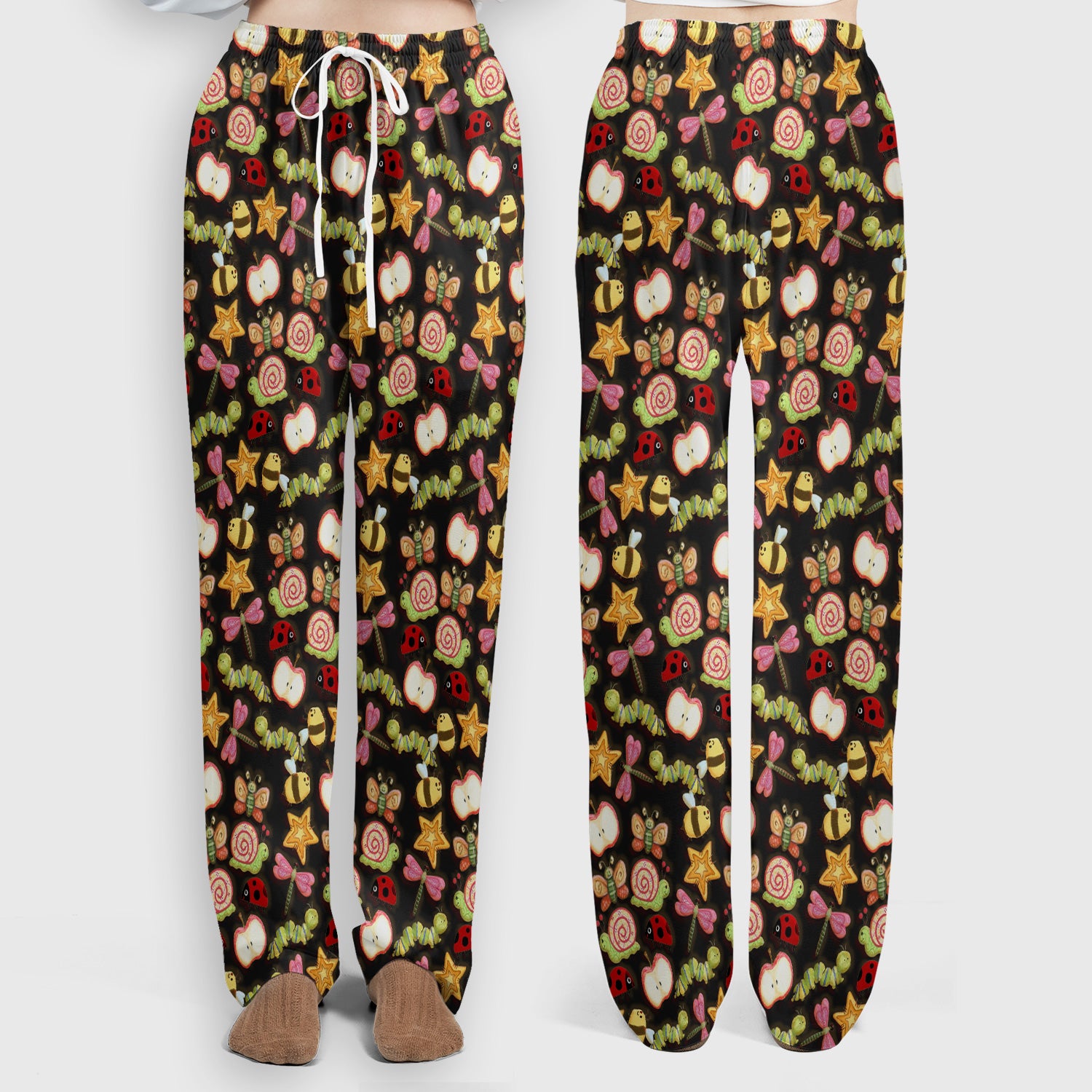 Cute Nurse Snail Ladybug Caterpillar Apple Garden Pattern Scrub Set, Breathable Med Uniform