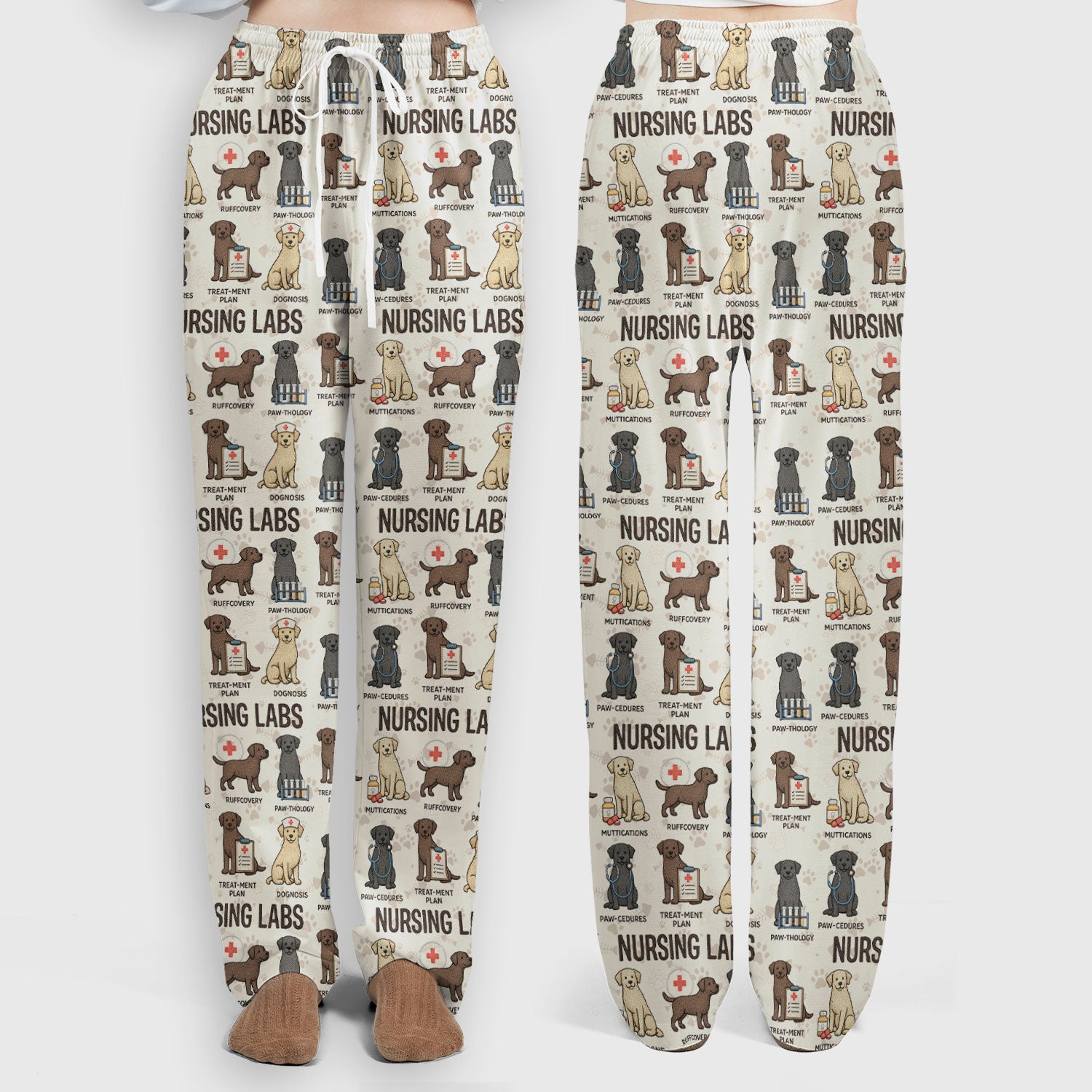 Playful Nursing Labs Dog Pattern Scrub Set, Nurse Uniform Scrubs Set