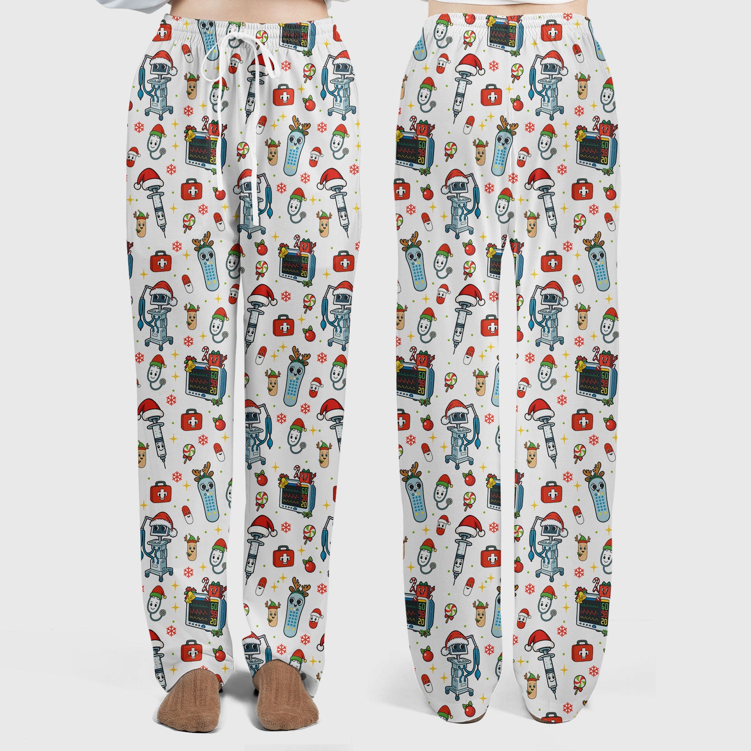 Christmas Nurse Scrub Set - Funny Robot and Reindeer Pattern Medical Scrubs - Cute Holiday Matching Set for Women Nurses