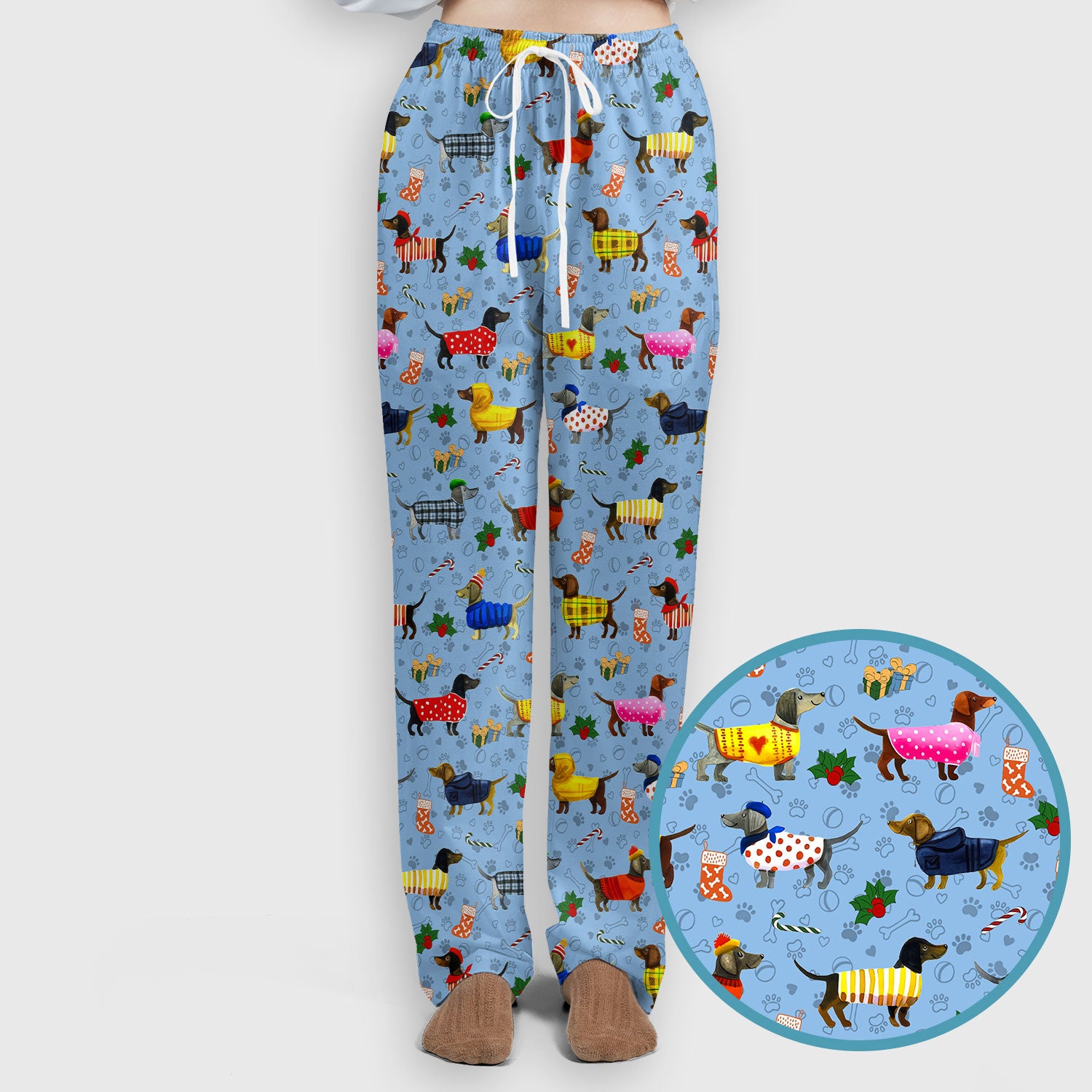Funny Wiener Dog Scrub Set - Dachshund Paw Prints Nurse Uniform - Comfortable Nursing Pants - Holiday Gift for Her