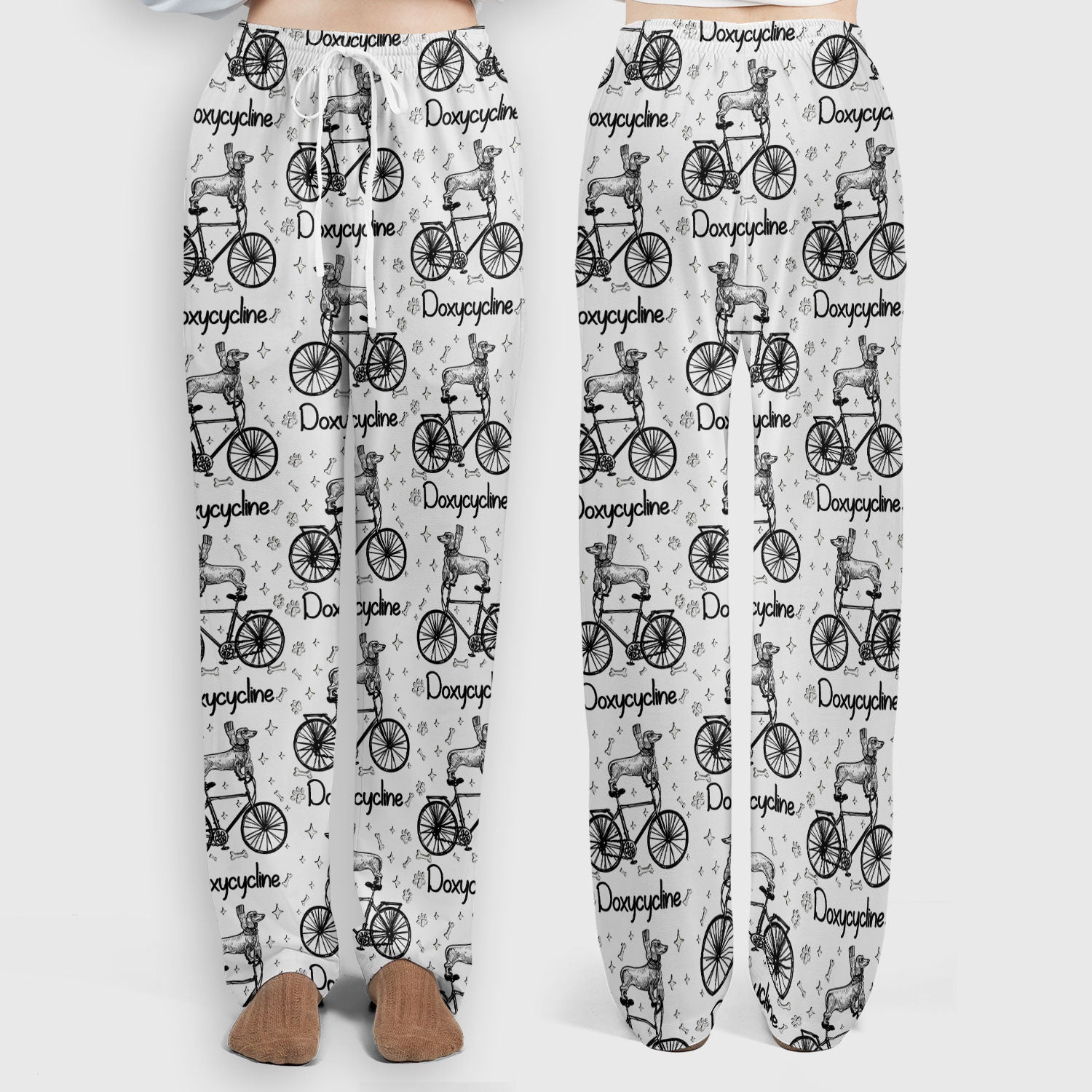 Funny Doxycycline Dog Bicycle Print Scrub Set, Scrub Pants and V Neck Top