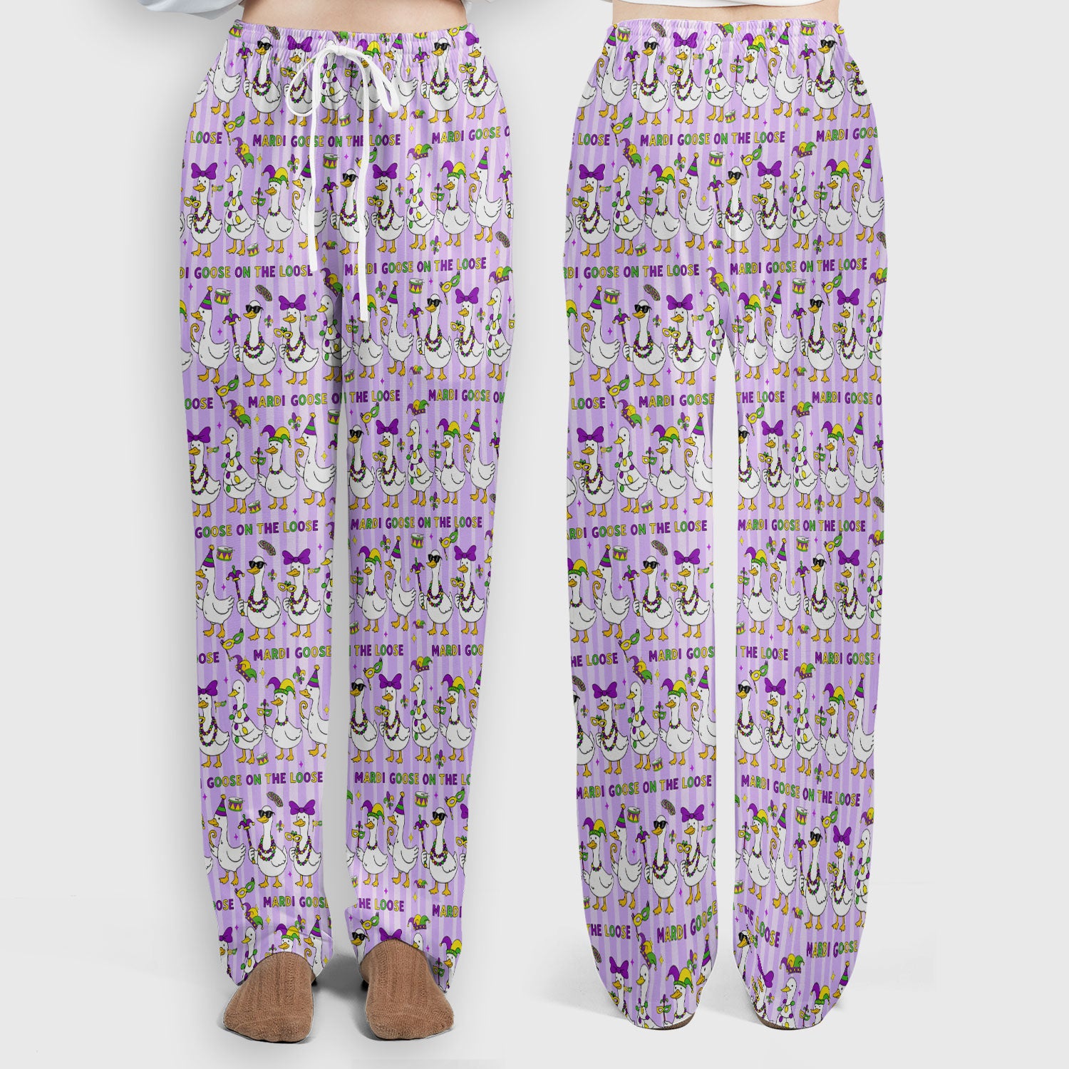 Mardi Gras Goose Nurse Scrub Set, Funny Carnival Medical Pattern Nurse Shirt, Breathable Fabrics Nursing Uniform