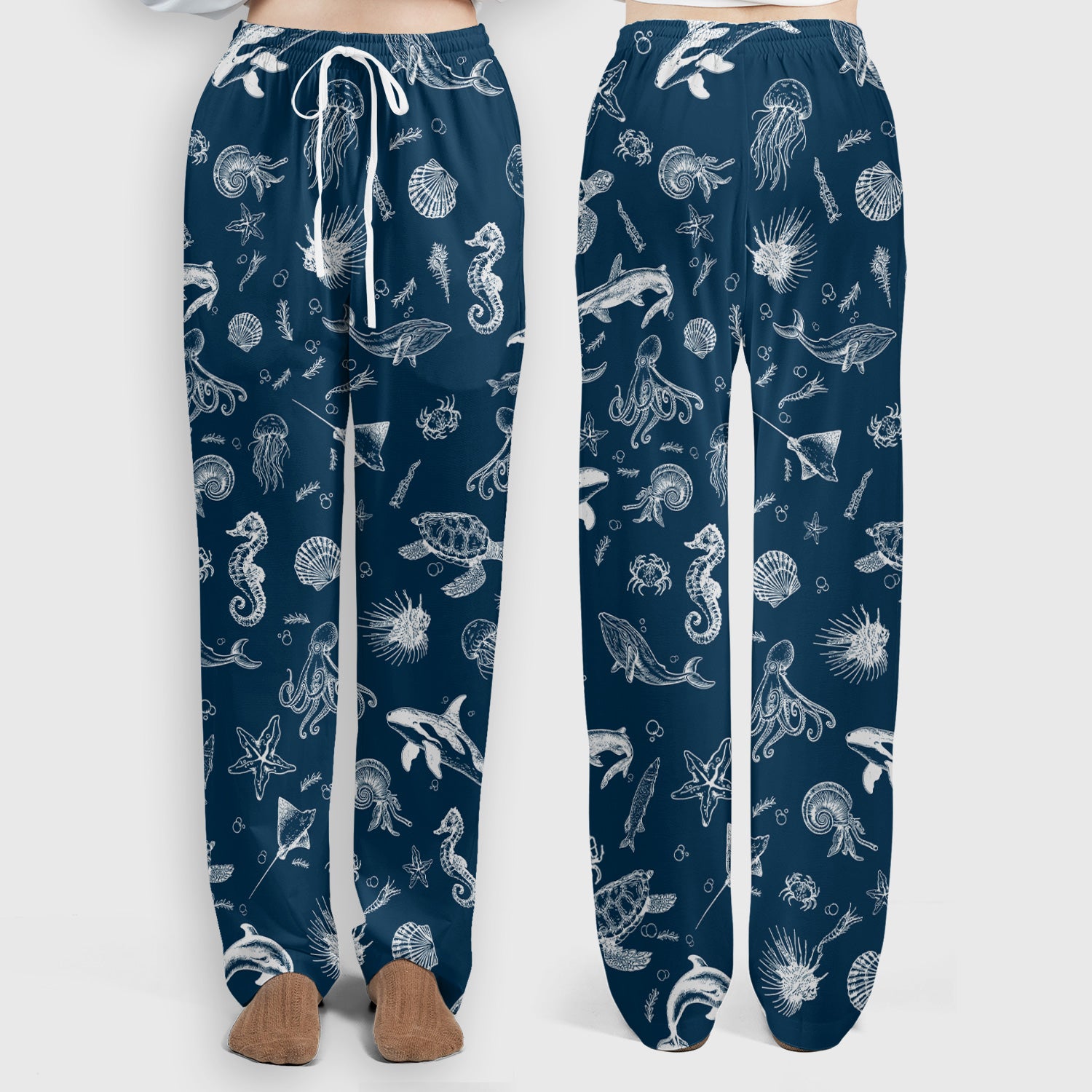 Marine Sea Life Pattern Scrub Set, Women's Scrub Sets