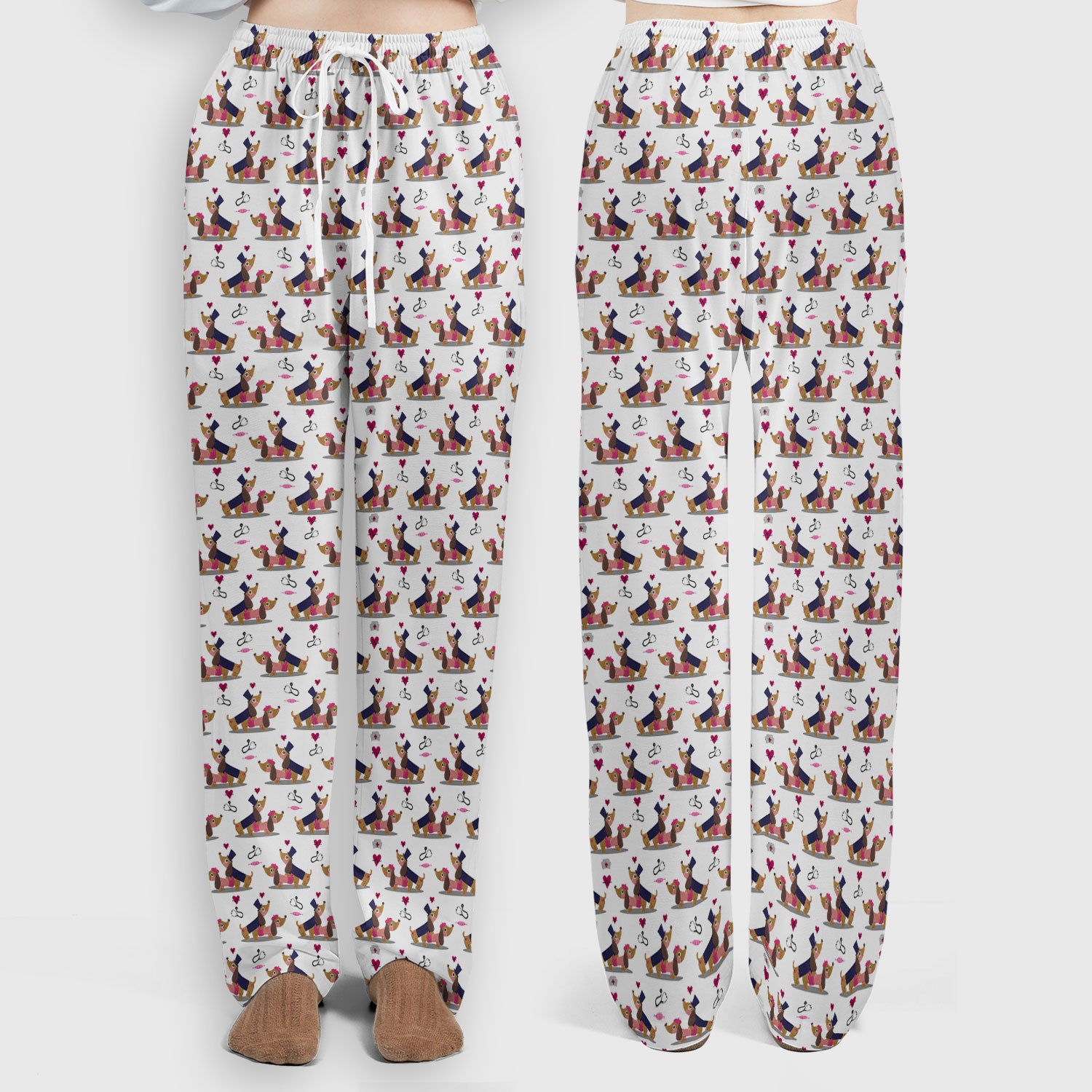 Valentine Dachshund Nurse Scrub Set - Funny Couple Gift for Women