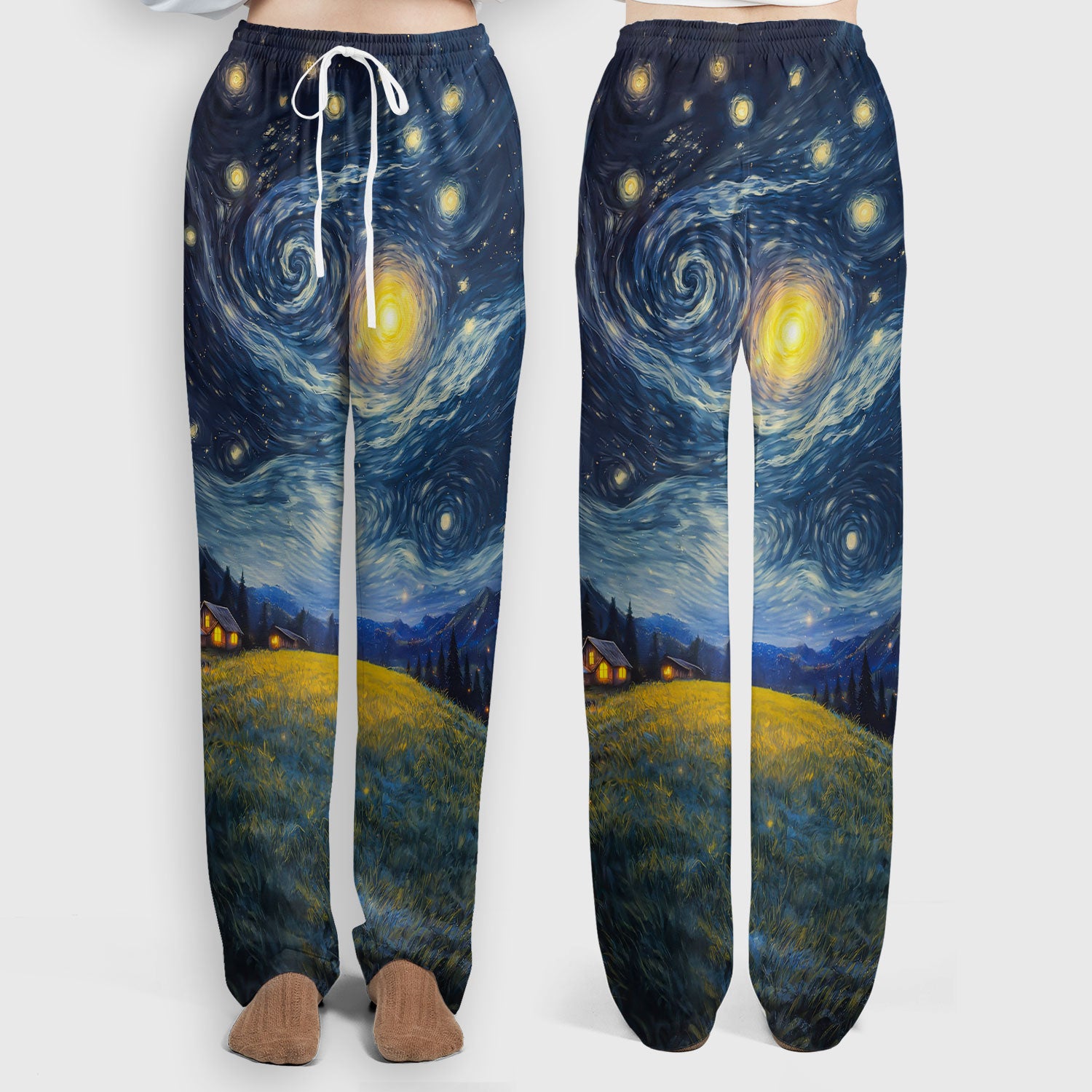 Starry Night Black Cat Heart Art Scrub Set, Breathable Med Uniform