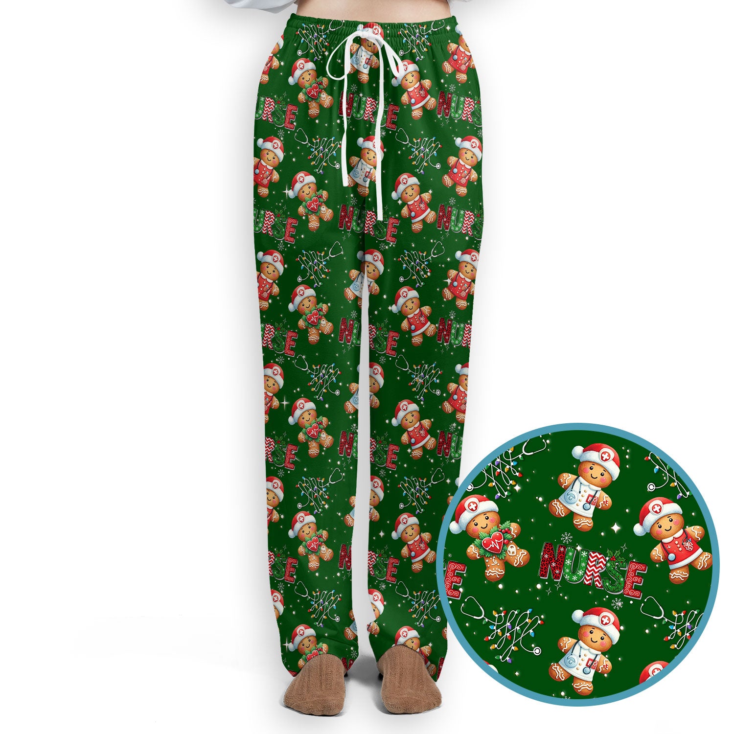 Christmas Gingerbread Women's Scrub Sets - Comfortable Scrubs for Nurses - Funny Xmas Scrub Pants and V Neck Top for RN CNA LPN