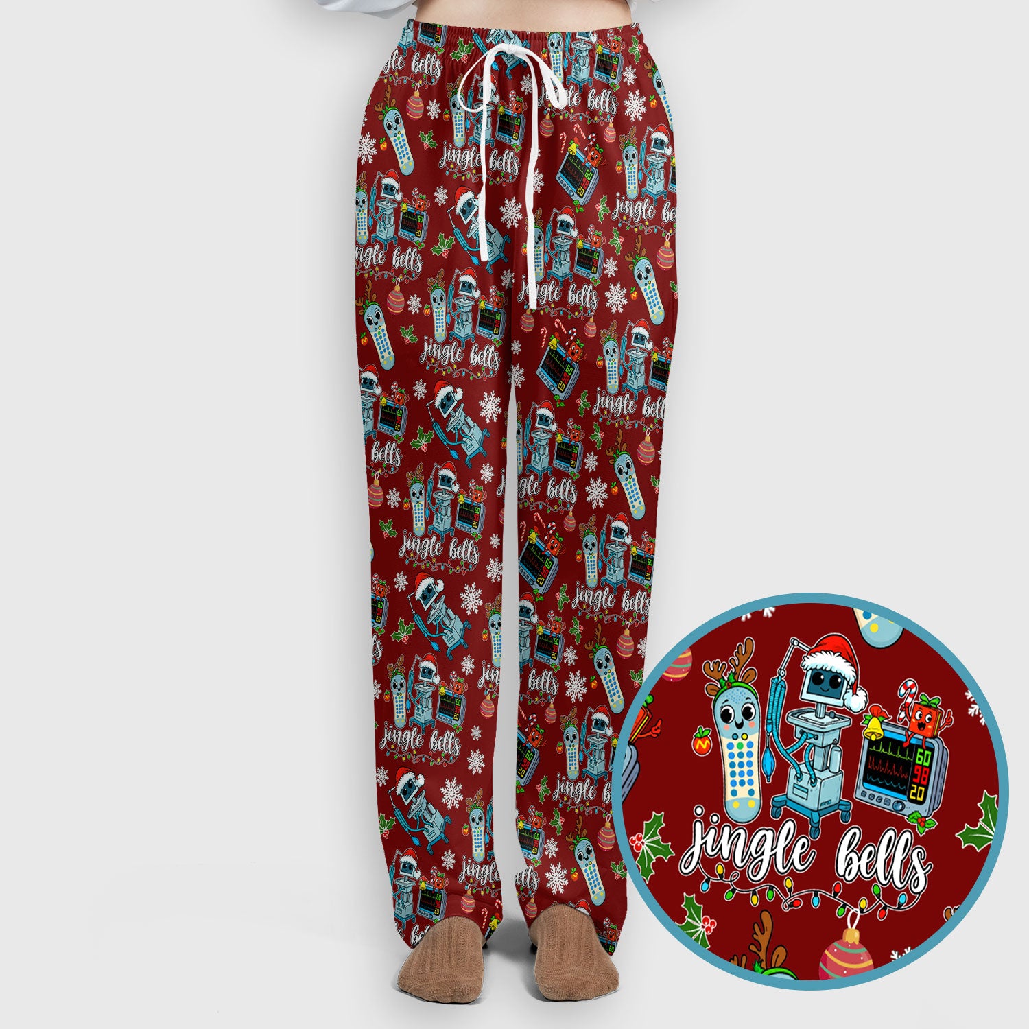 Funny Xmas Women's Scrub Sets - Jingle Bells Holiday Med Uniform -  Christmas Scrub Pants and V Neck Top for RN LPN CNA