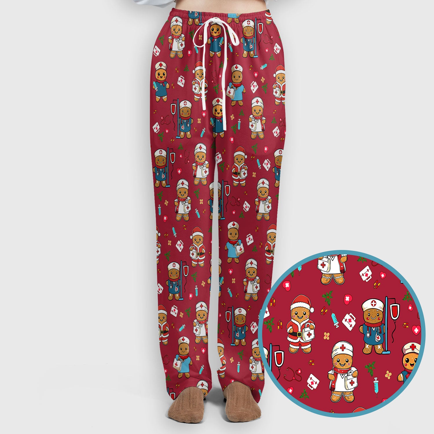 Gingerbread with Santa Nurse Scrub Set - Santa’s Favorite Nurse Holiday Gift - Medical Uniform for RN LPN CNA - Funny Xmas Ugly Sweater