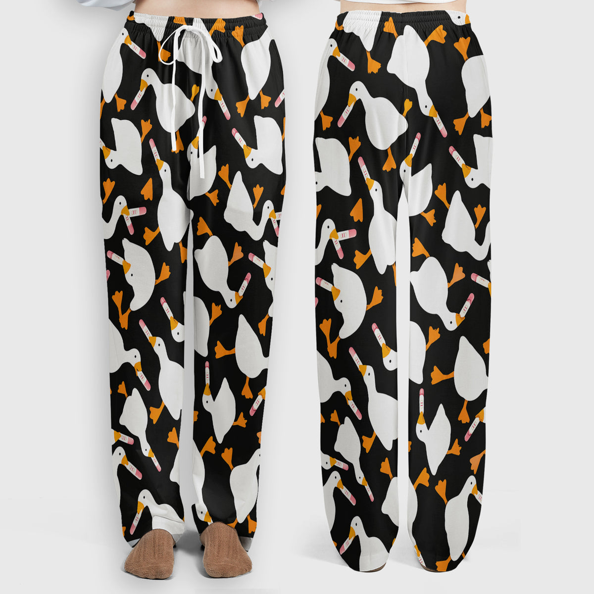 Funny Geese Holding Pregnancy Test Scrub Set, Scrub Pants and V Neck Top
