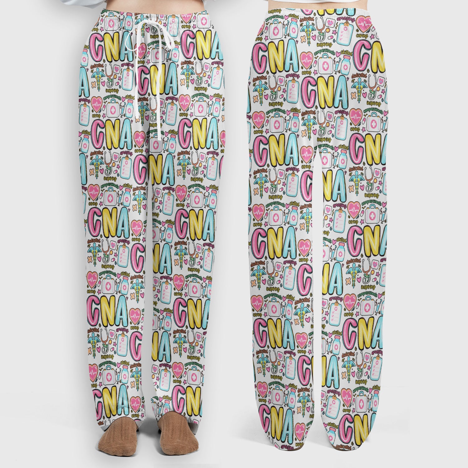 CNA Nurse Appreciation Pattern Scrub Set, Breathable Med Uniform