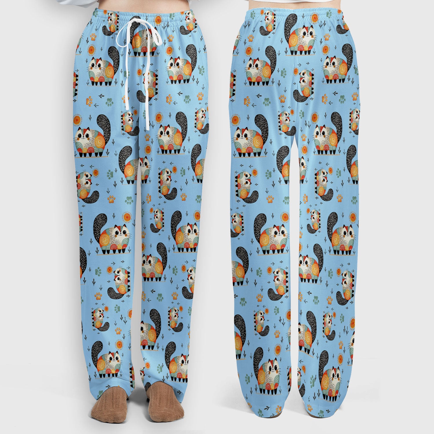 Playful Cat Illustration Women's Scrub Set, Breathable Med Uniform