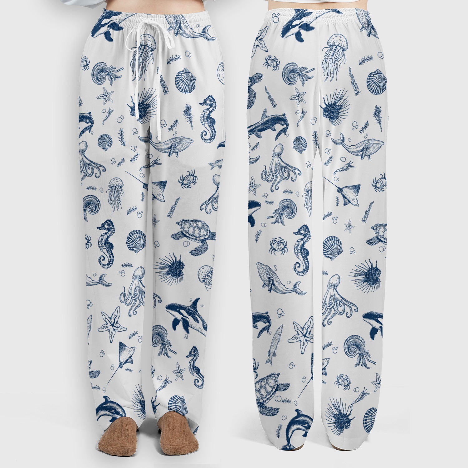 Marine Sea Life Pattern Scrub Set, Women's Scrub Sets