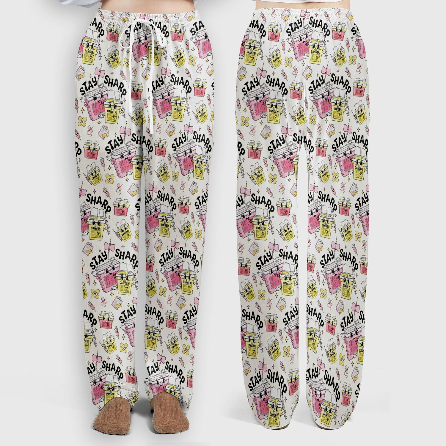 Stay Sharp Nurse Scrub Set, Cute Medical Pattern Scrubs, Breathable Fabrics Nursing Uniform