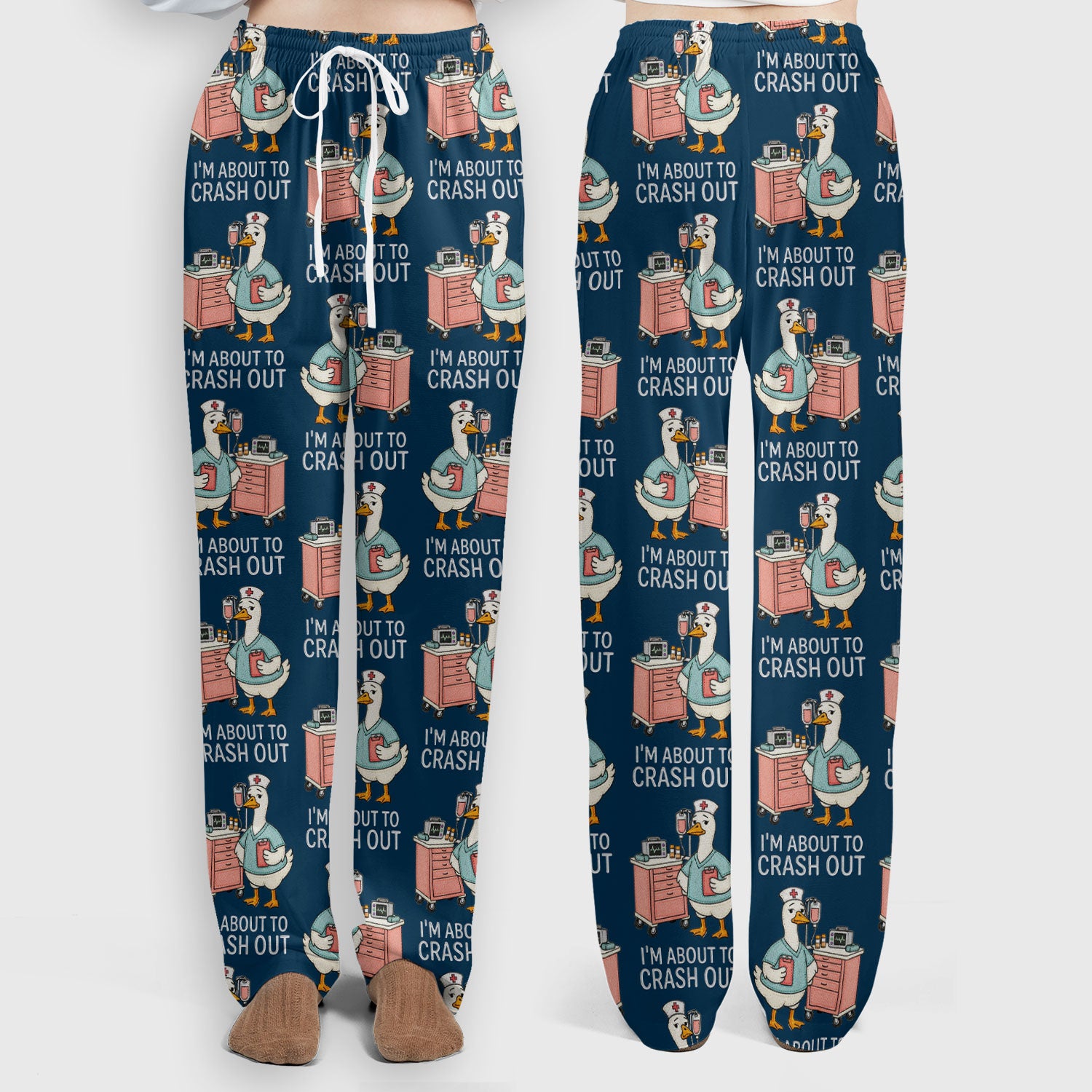 Funny Nurse Goose Crash Out Pattern Scrub Set, Nurse Uniform Scrubs Set