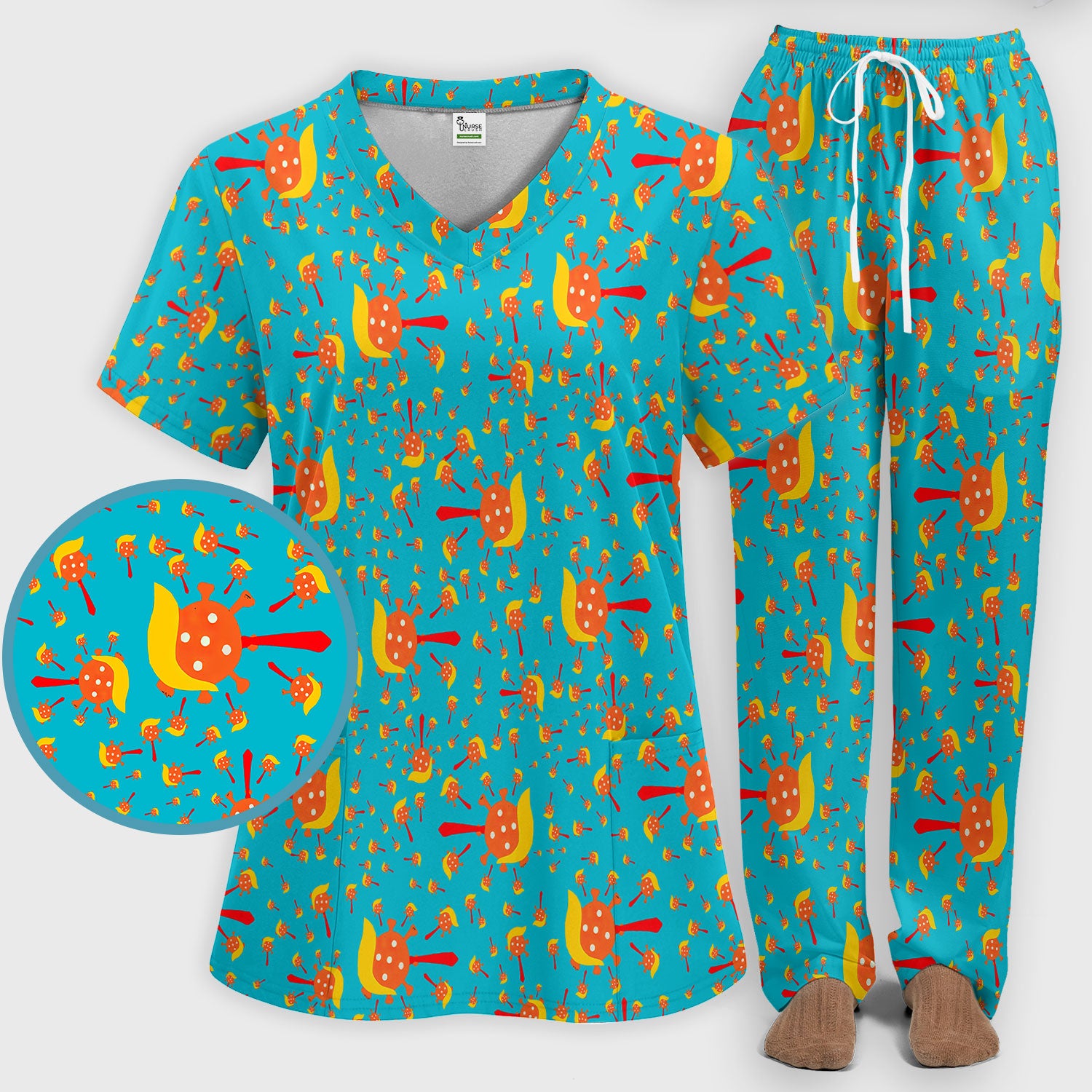 The Deadliest Virus Is Ignorance Scrub Set - Black Nursing Scrubs Pants and V Neck Top - Breathable Fabrics Nursing Uniform