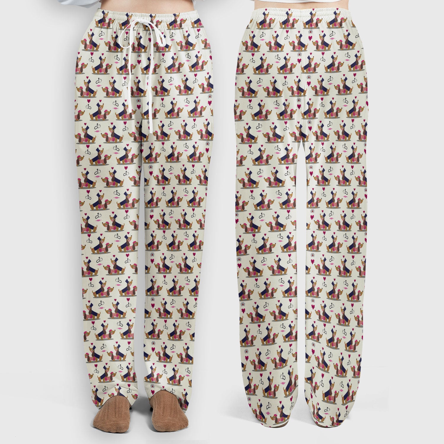 Valentine Dachshund Couple Scrub Set - Funny Nursing Gift for Women