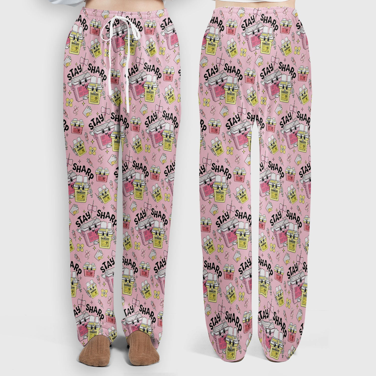Stay Sharp Nurse Scrub Set, Cute Medical Pattern Scrubs, Breathable Fabrics Nursing Uniform