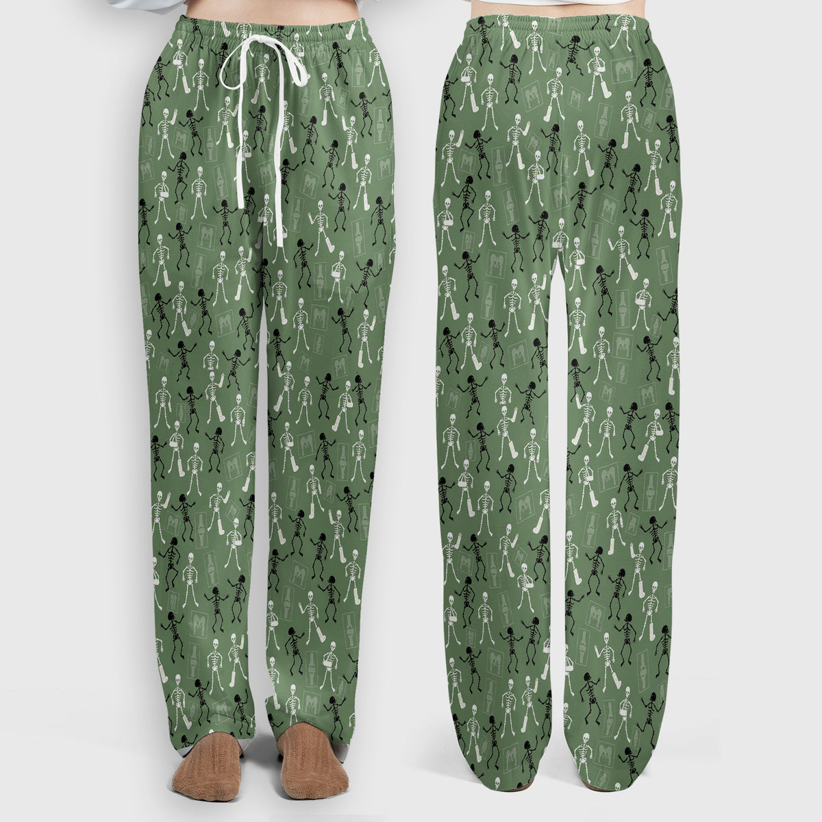 Halloween Orthopedic Skeleton Scrub Set, Scrub Pants and V Neck Top for Orthopedic Nurses