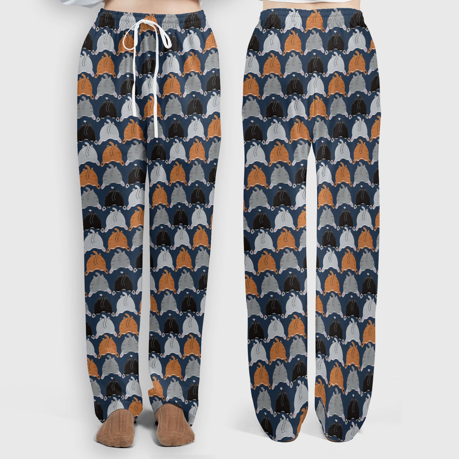 Playful Multicolor Cat Print Scrub Set, Breathable Med Uniform