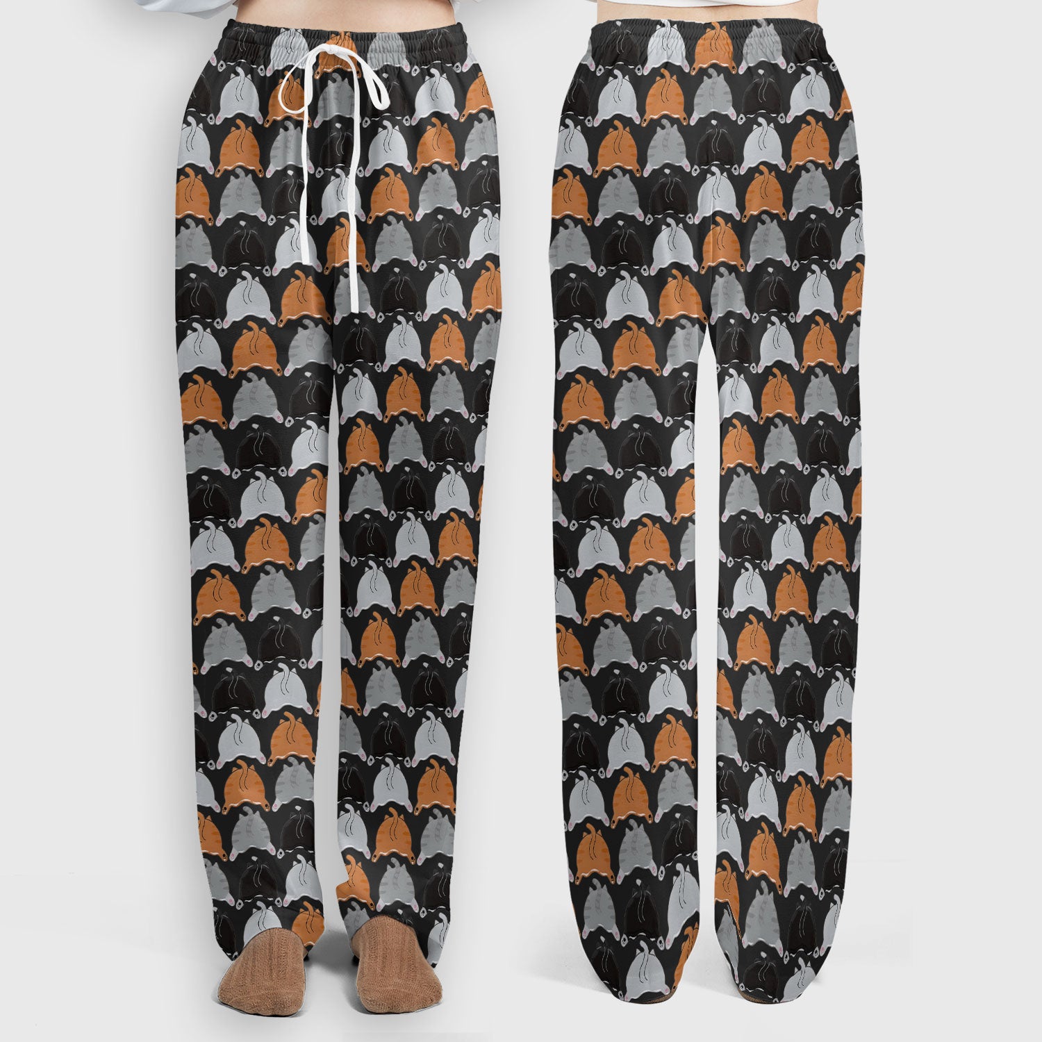 Playful Multicolor Cat Print Scrub Set, Breathable Med Uniform