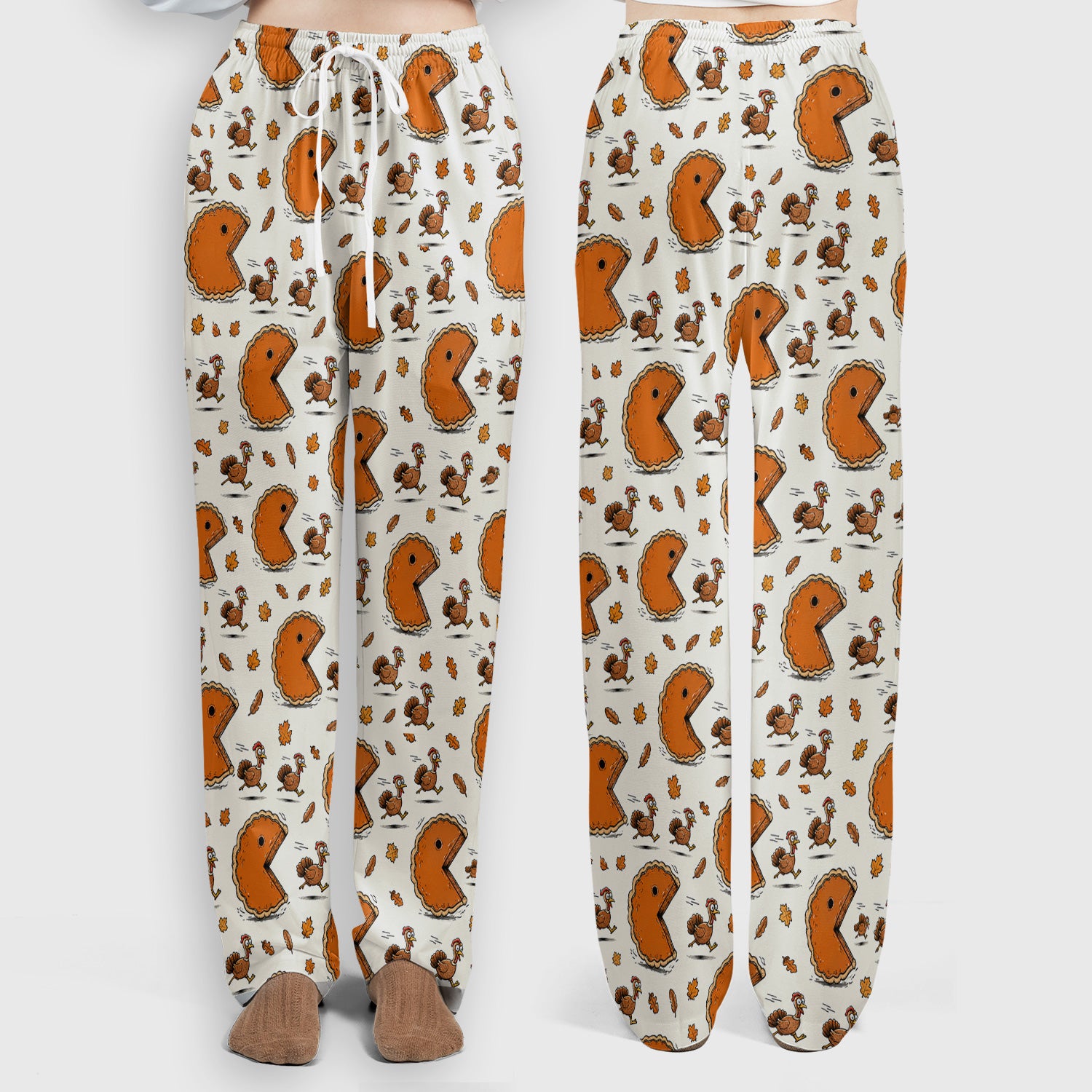 Thanksgiving Pie Chasing Turkey Scrub Set, Scrub Pants and V Neck Top