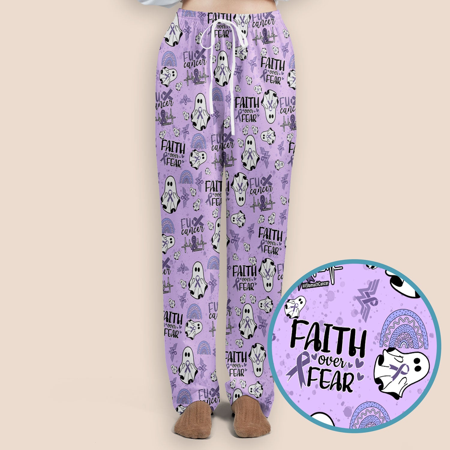Periwinkle Ribbon Stomach Cancer Scrub Set for Women - Awareness Nurse Scrub Pants and V Neck Top - November Warrior Survivor Gift