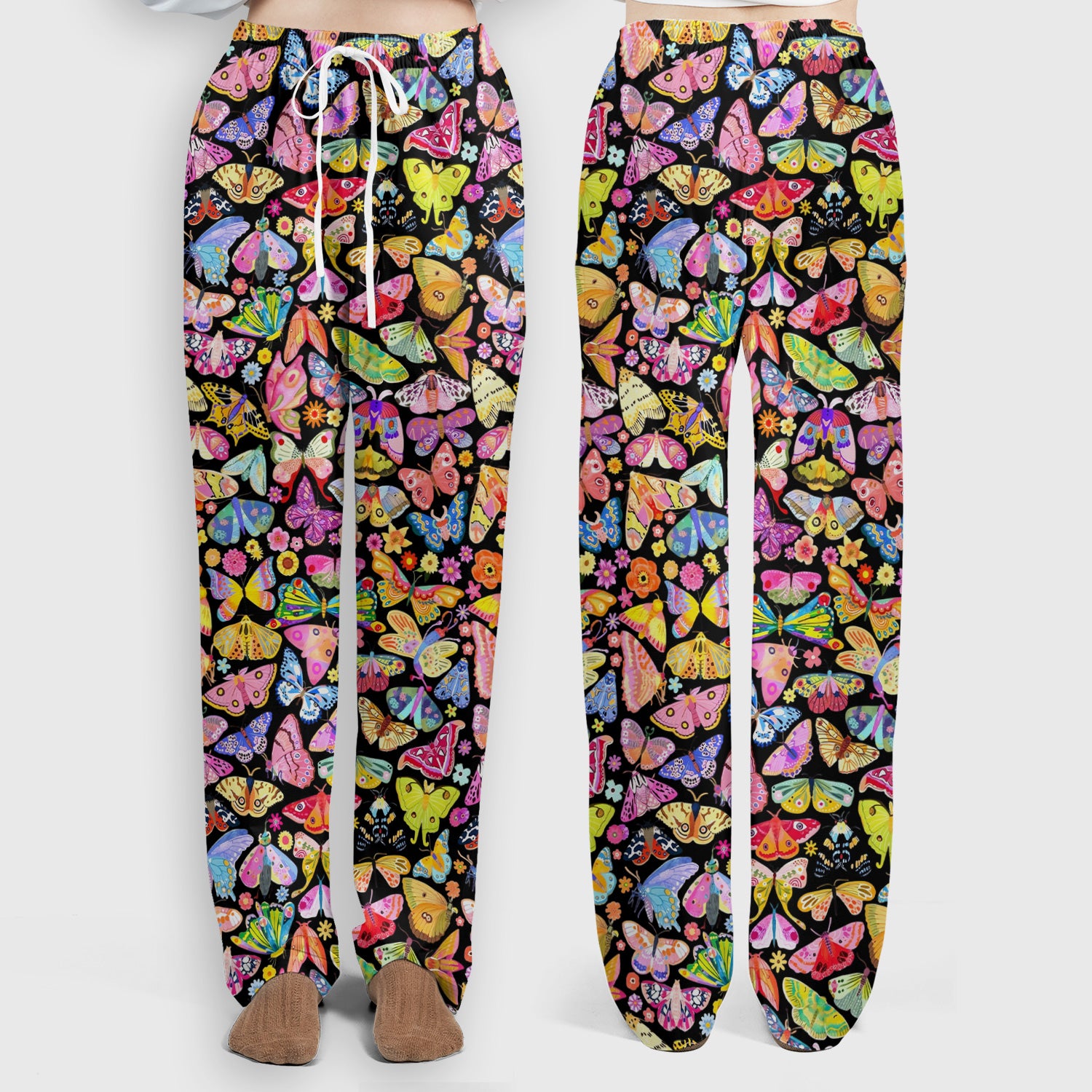Cute Bright Butterfly Moth Floral Scrub Top, Breathable Fabrics Nursing Uniform