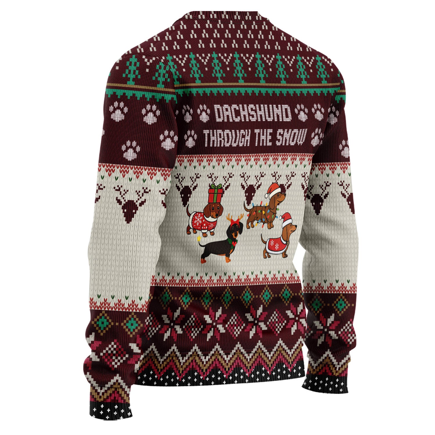Dachshund Through The Snow Ugly Sweater - Funny Wiener Dog Christmas Shirt - Sausage Dog Holiday Gift