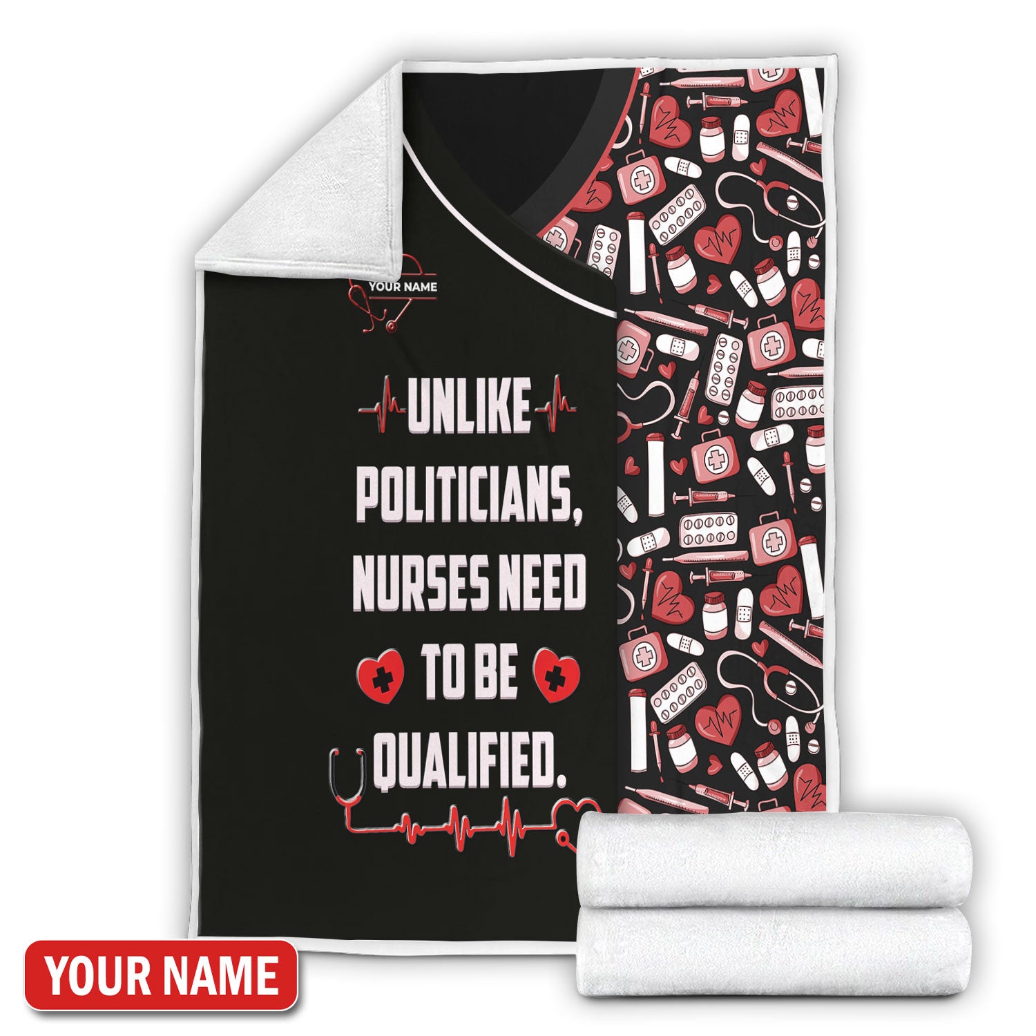 Personalized Funny Nurse Graphic Blanket, Custom Name Need To Be Qualified Nurse Blanket, Blankets For Nursing