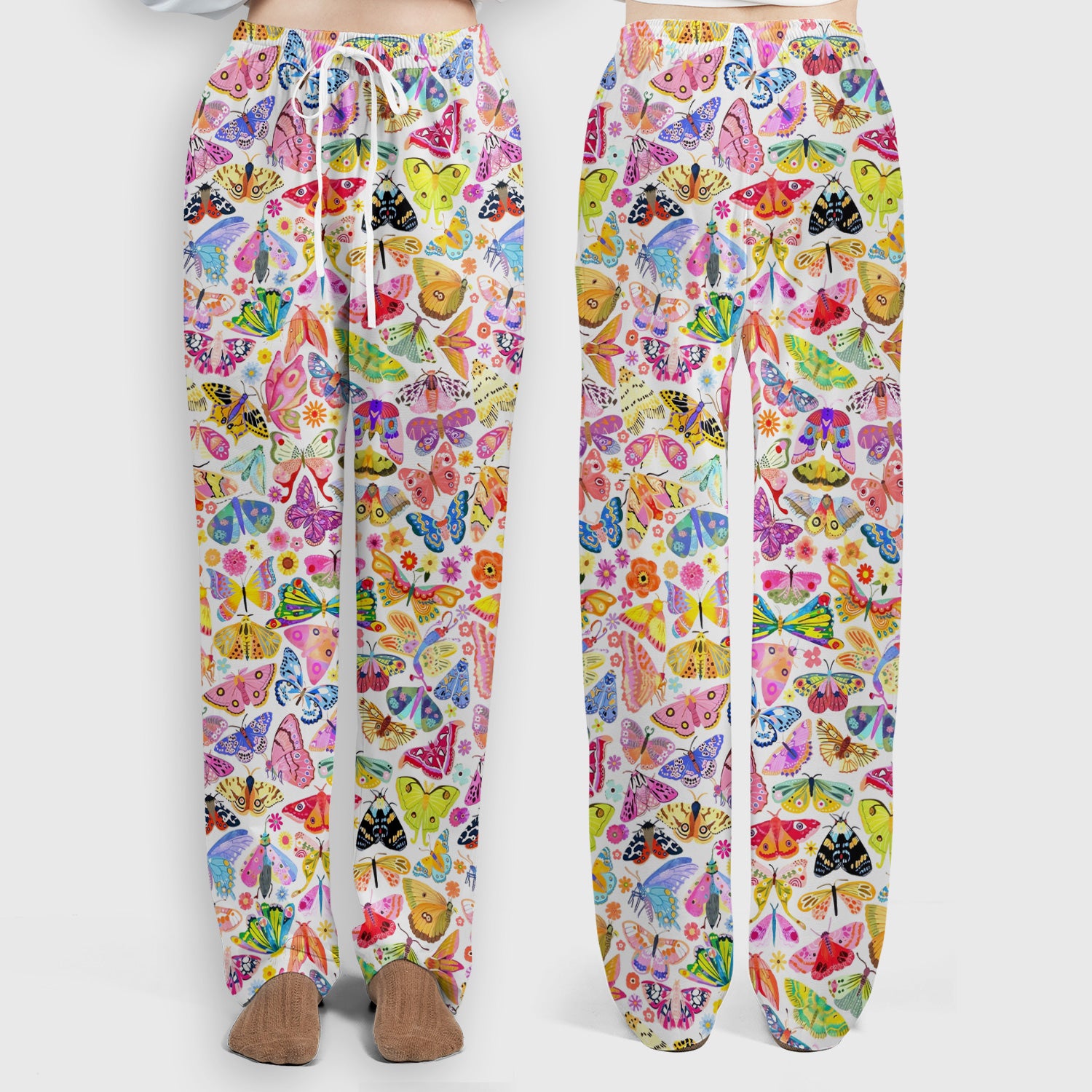 Cute Bright Butterfly Moth Floral Scrub Top, Breathable Fabrics Nursing Uniform