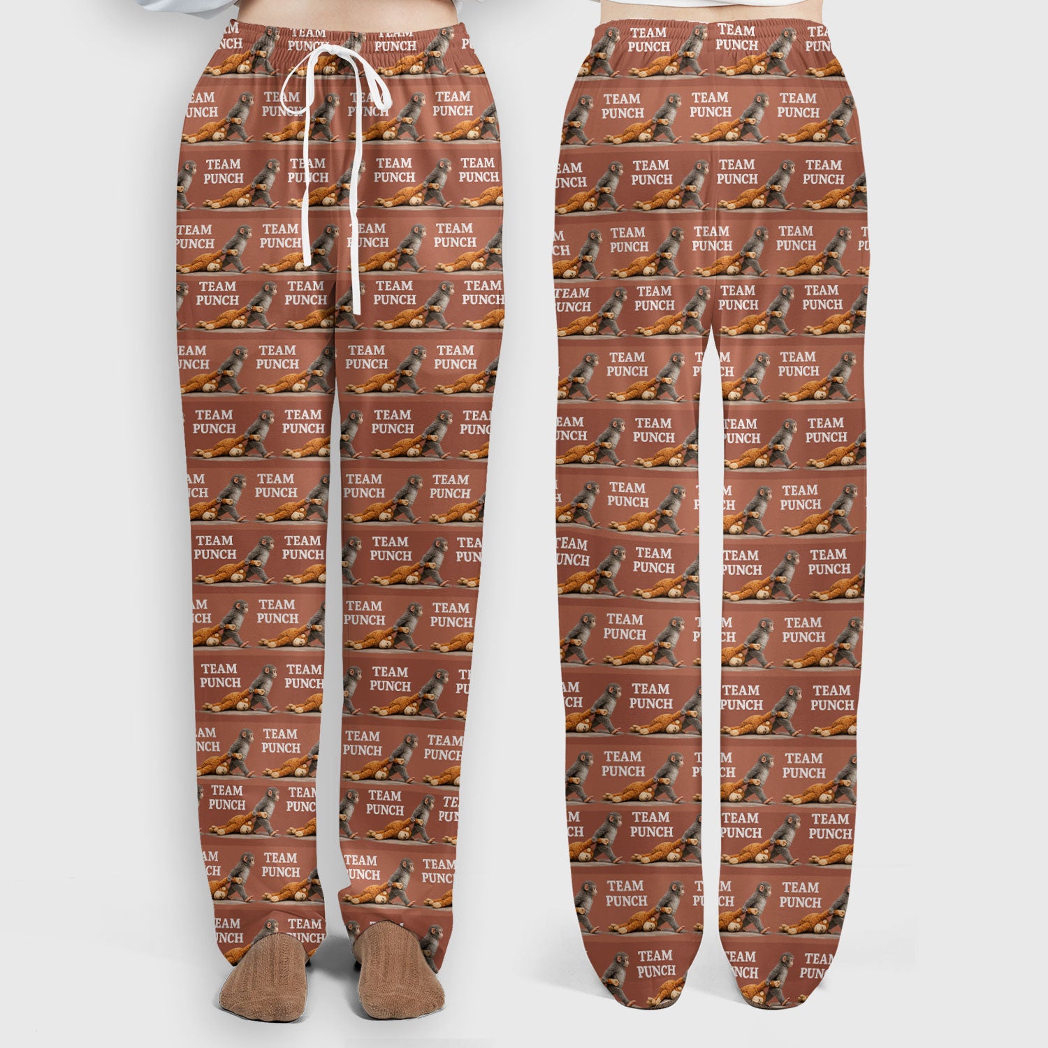 Team Punch Playful Monkey Graphic Pattern Scrubs Sets, Breathable Med Uniform