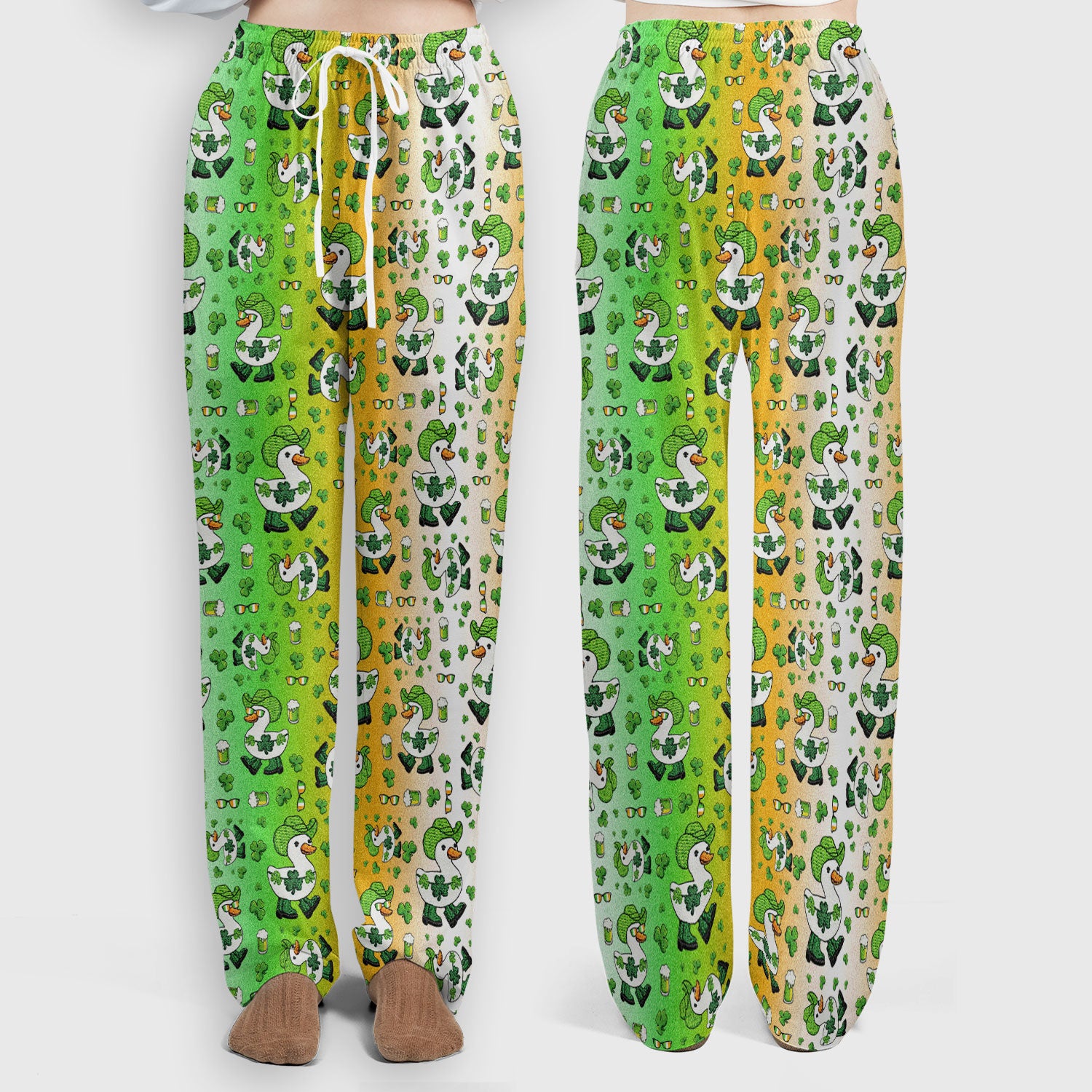 St. Patrick Goose Shamrock Medical Pattern Scrub Set, Breathable Med Uniform