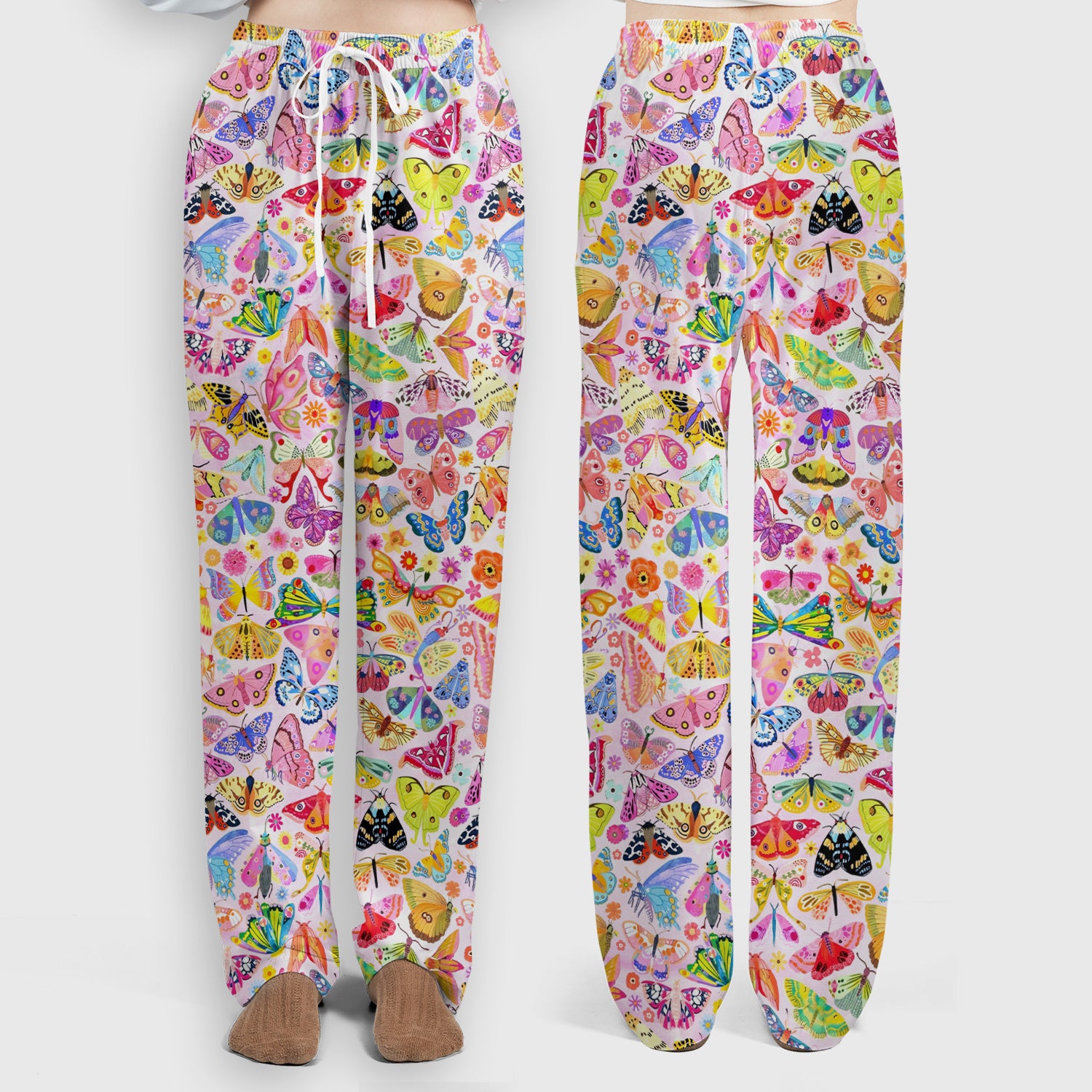 Cute Bright Butterfly Moth Floral Scrub Top, Breathable Fabrics Nursing Uniform