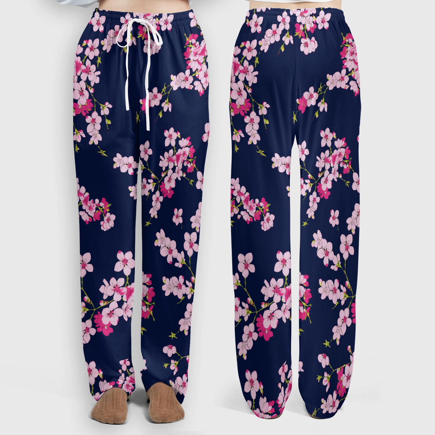 Elegant Cherry Blossom Floral Pattern Scrub Set , Breathable Med Uniform