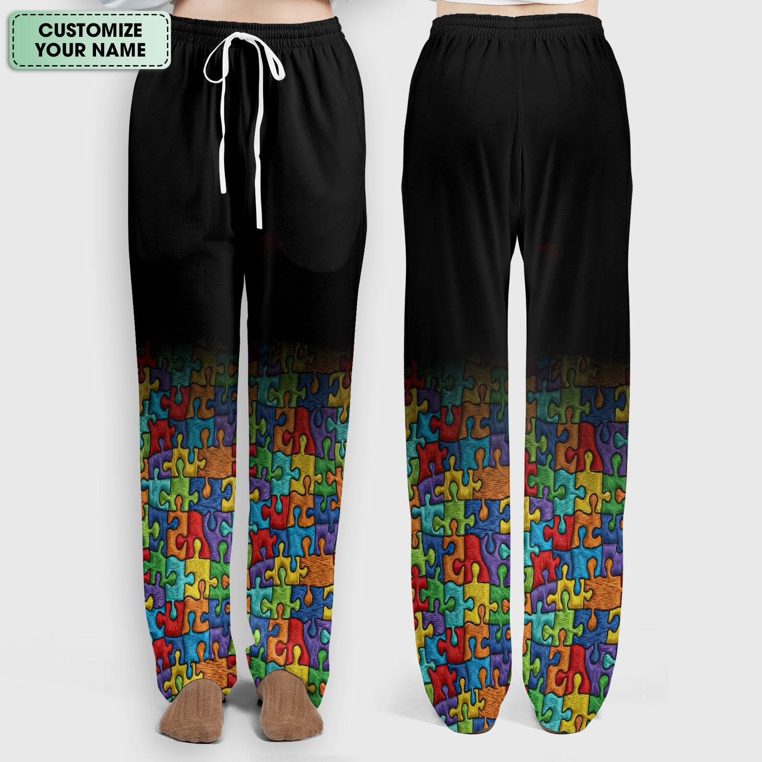 Personalized Autism Puzzle One Day At A Time Scrub Set, Scrub Pants and V Neck Top
