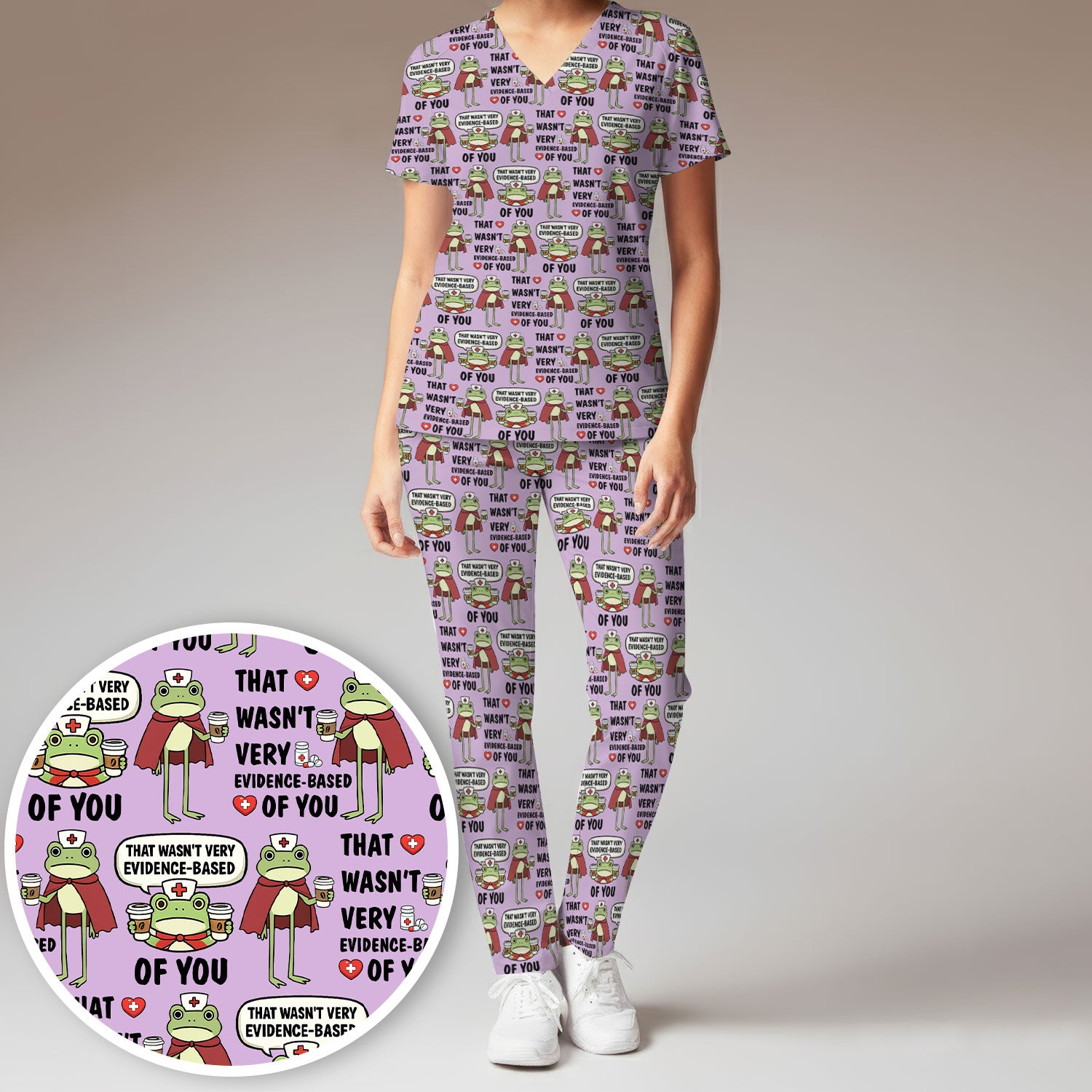 Funny Frog Nurse Quote Medical Pattern, Women's Scrub Set
